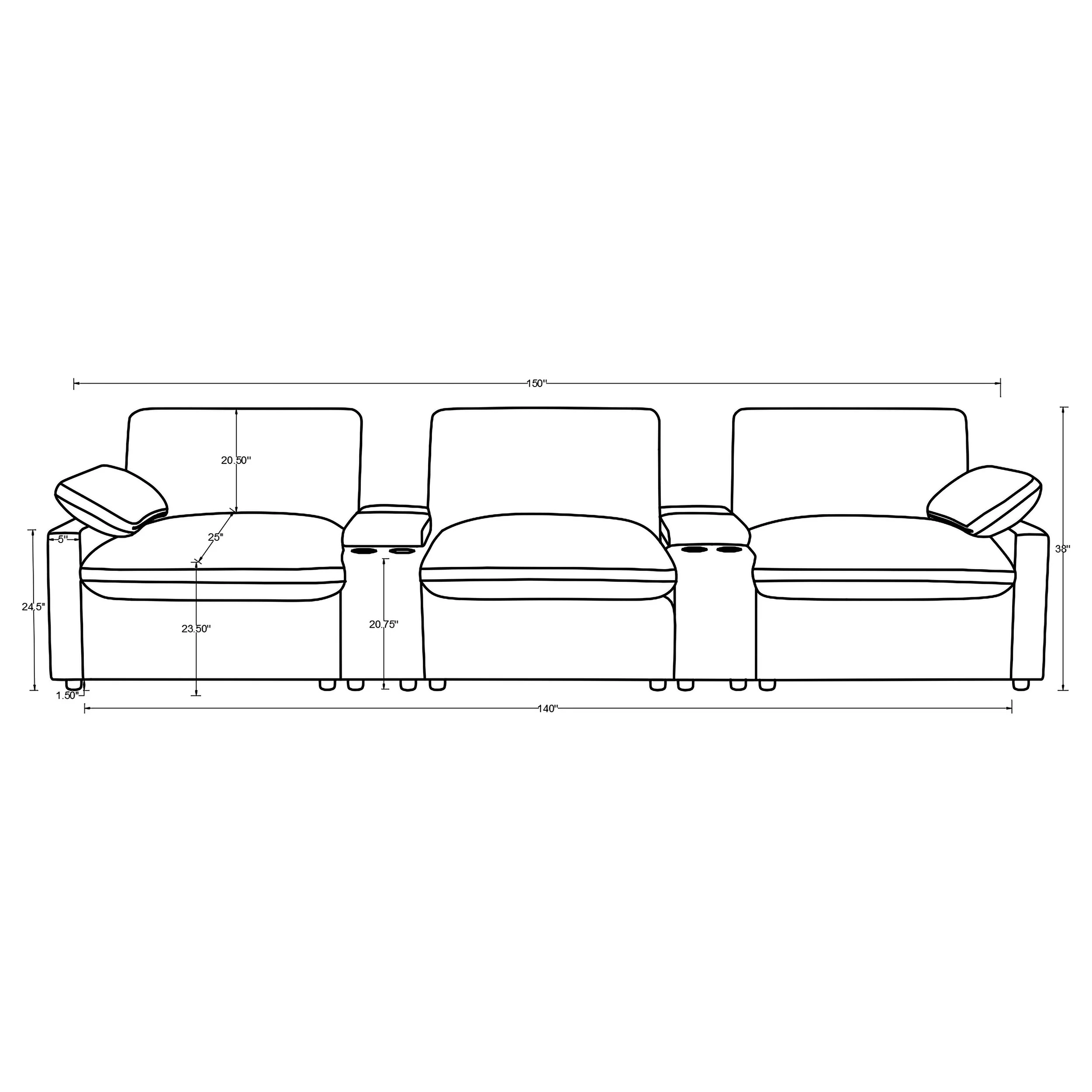 Collins 5-Piece Power Reclining Home Theater Seating Grey - Image 11