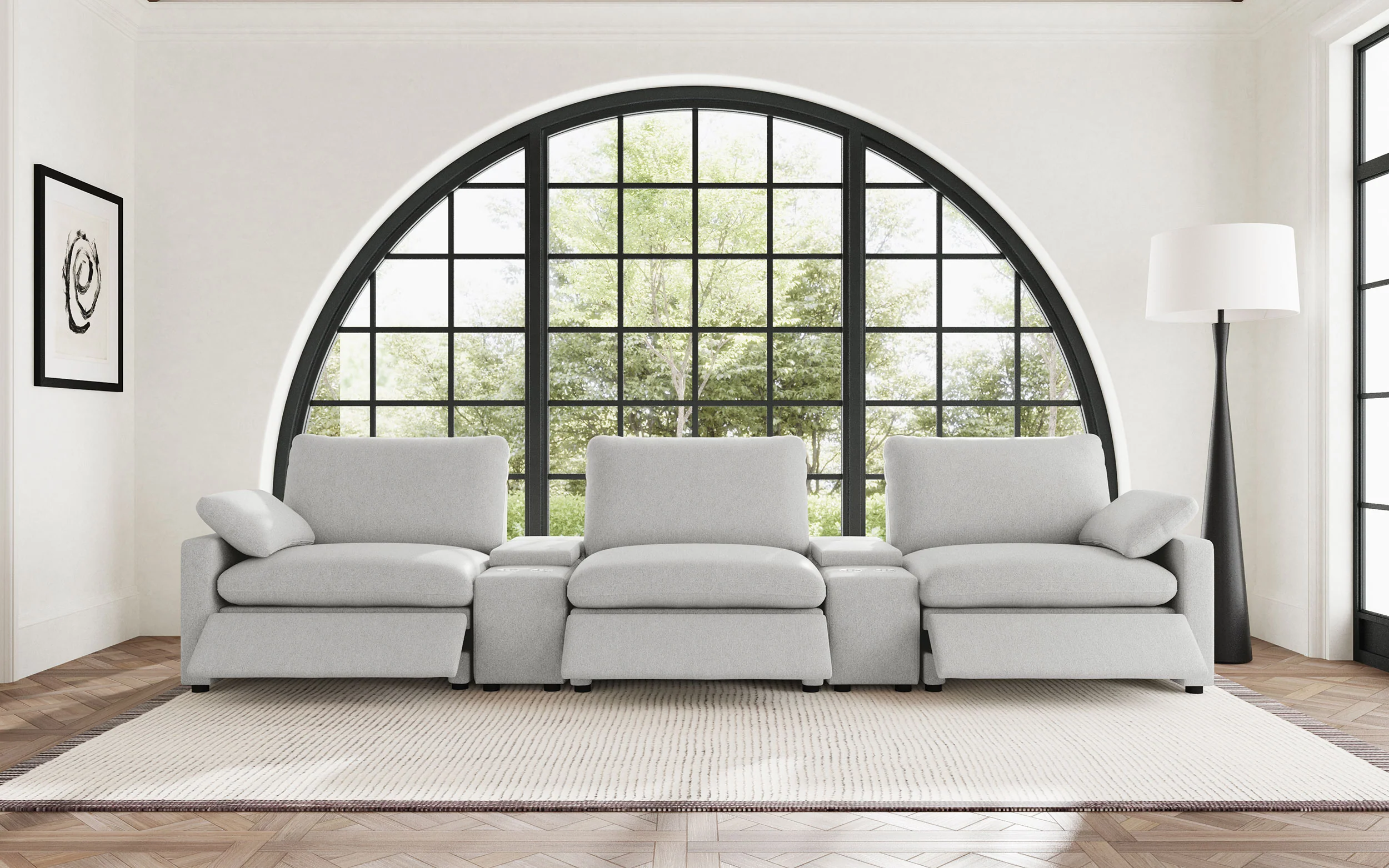 Collins 5-Piece Power Reclining Home Theater Seating Grey - Image 5