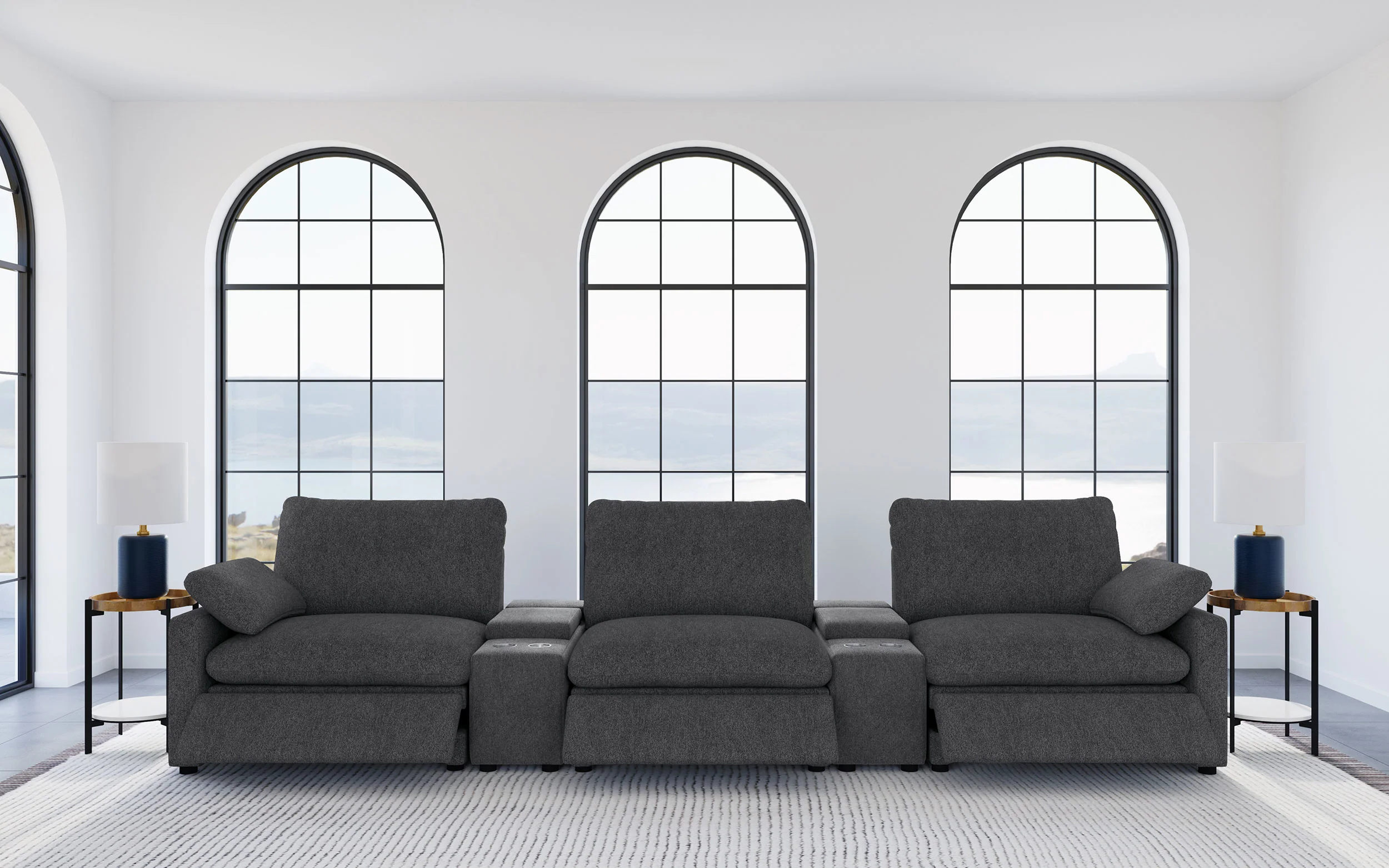 Collins 5-Piece Power Reclining Home Theater Seating Dark Grey - Image 5