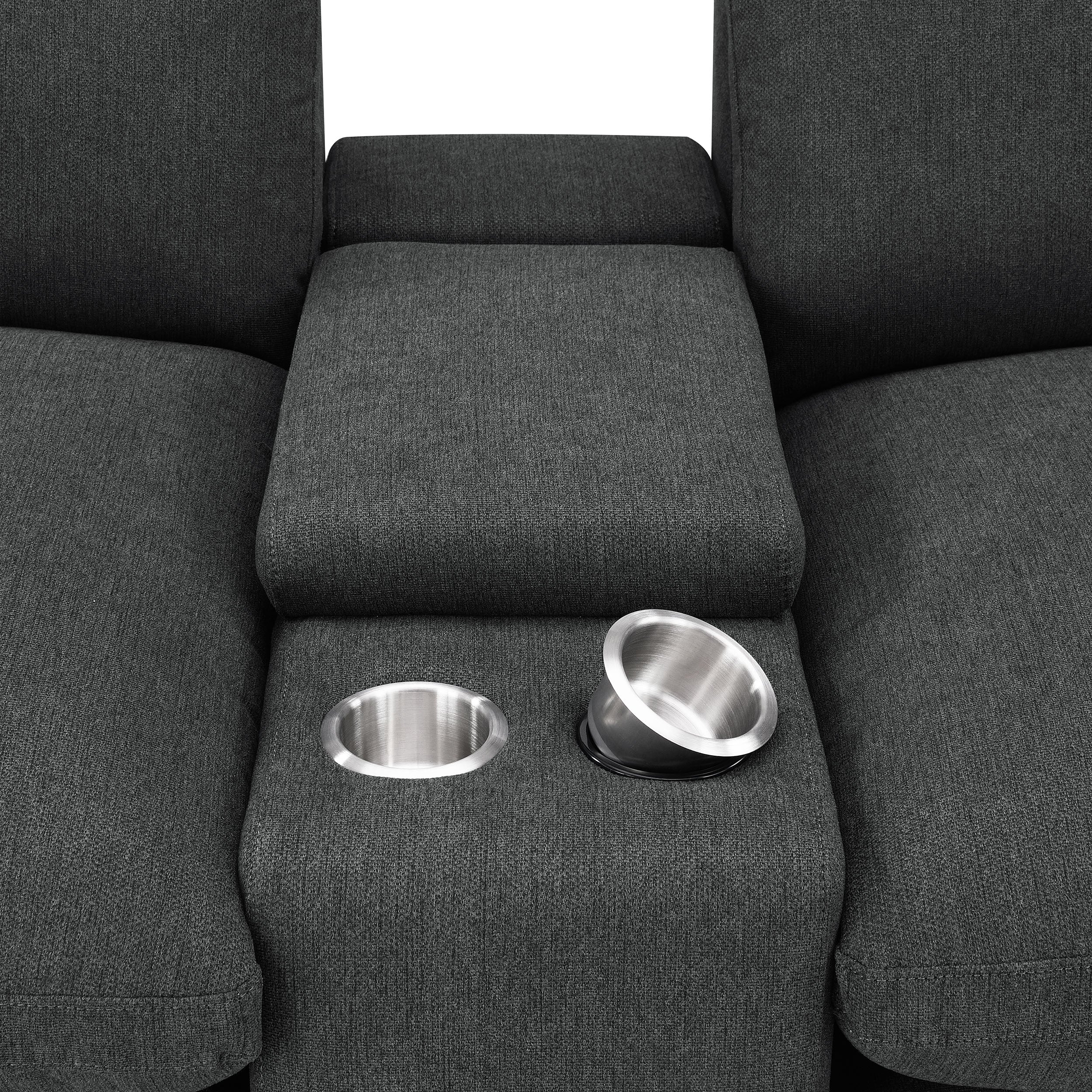 Collins 5-Piece Power Reclining Home Theater Seating Dark Grey - Image 8