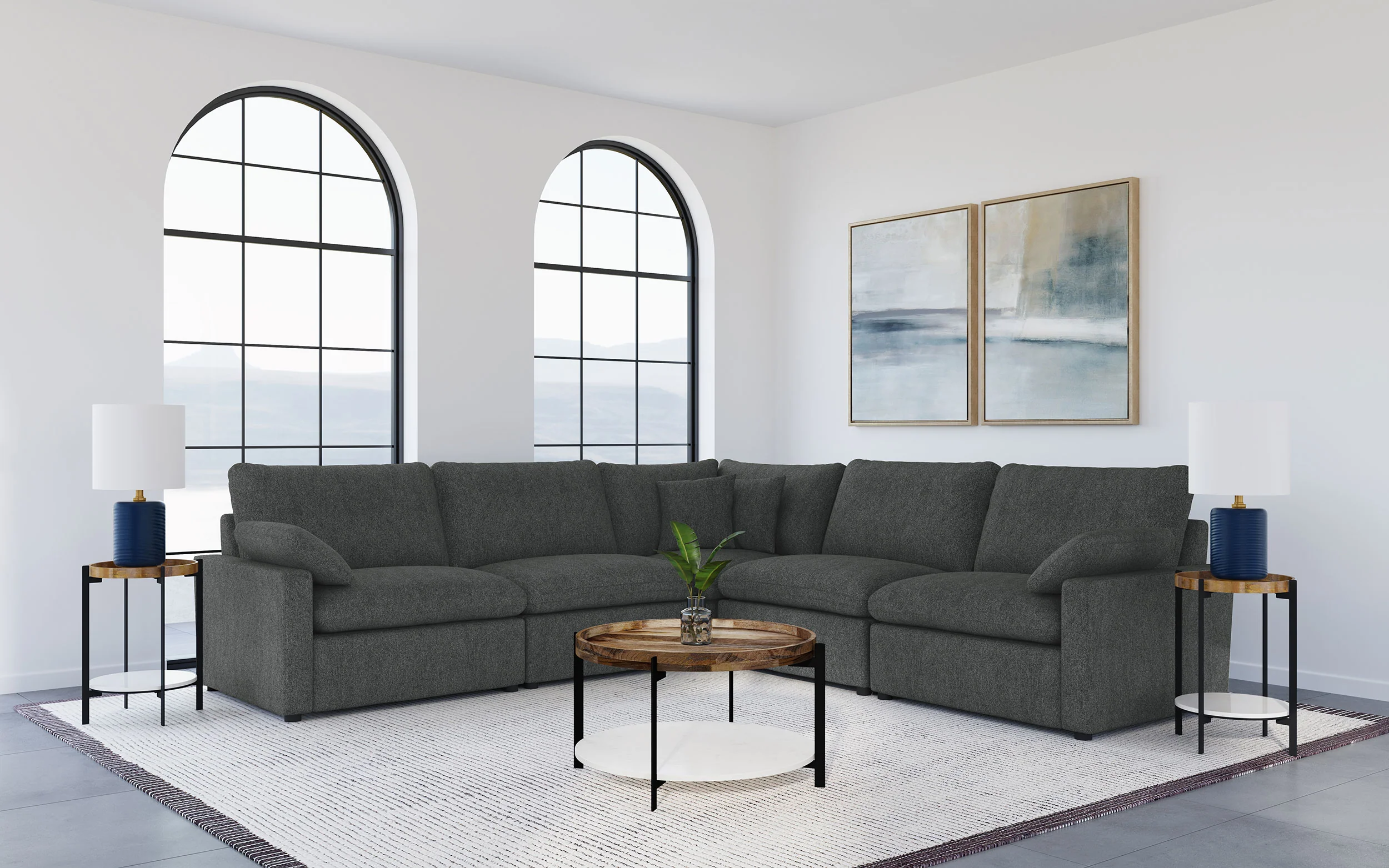 Collins Modular Corner Chair Dark Grey - Image 2
