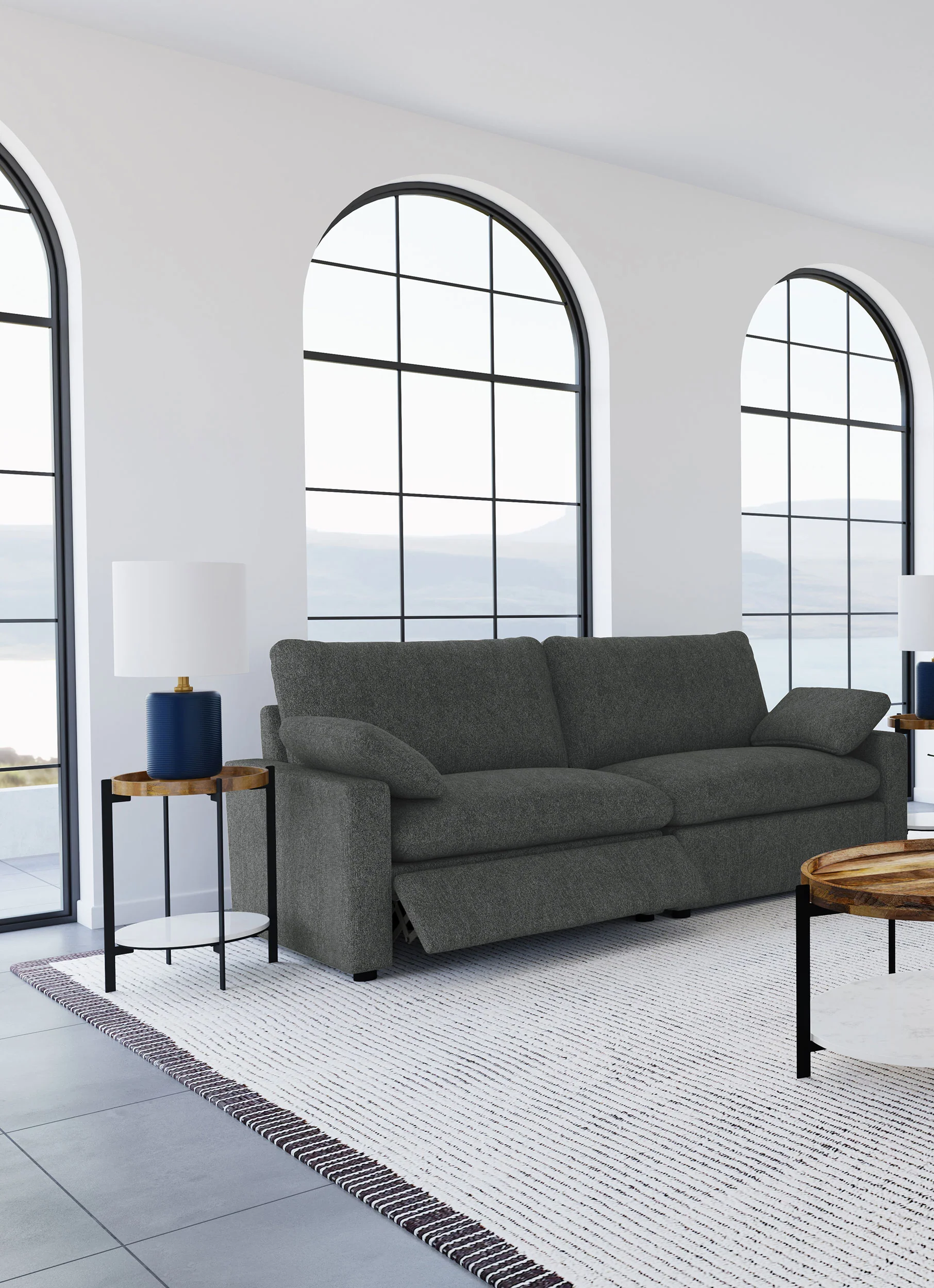 Collins Modular Power Loveseat in Dark Grey - Image 3