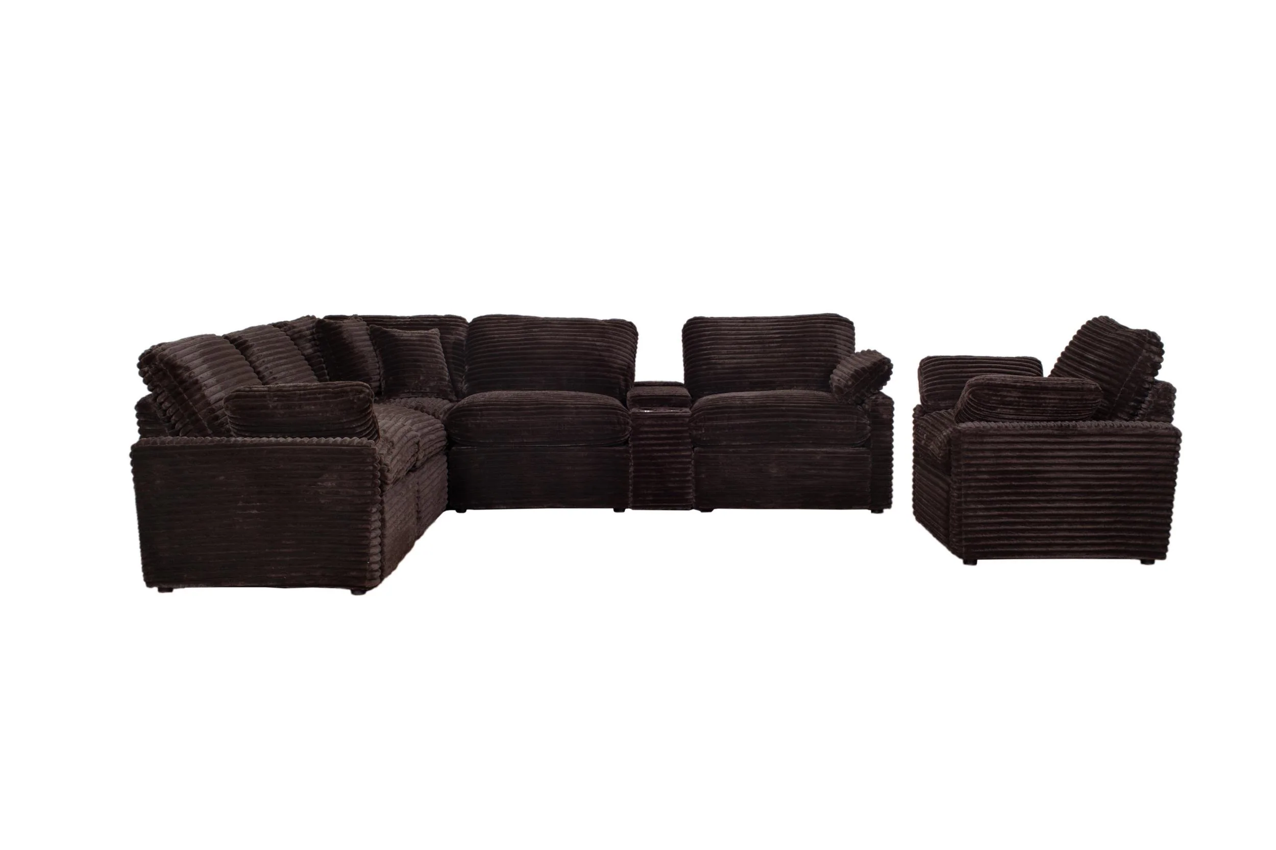 Collins Upholstered Modular Storage Console - Chocolate Brown - Image 2