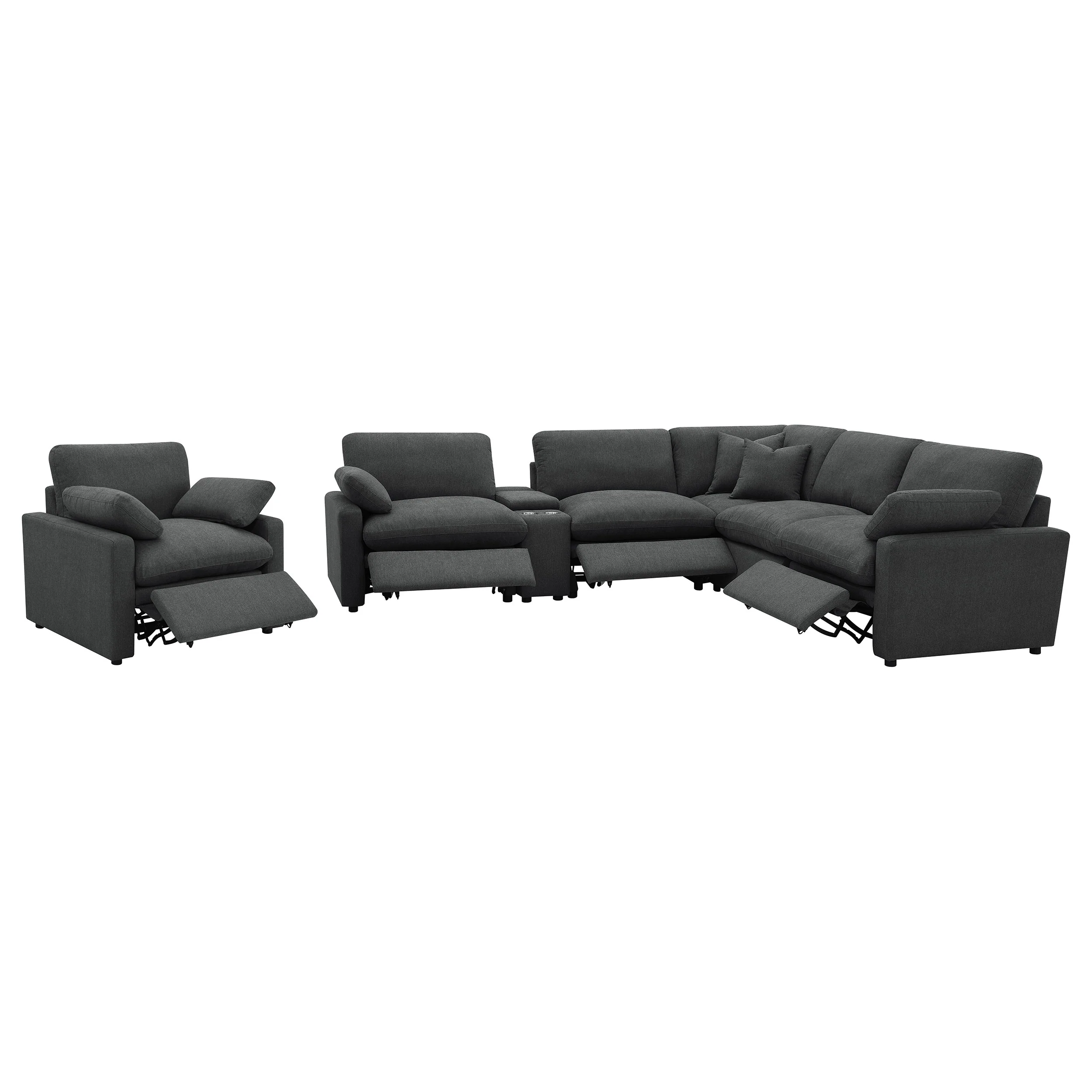 Collins Upholstered Power Recliner Chair Dark Grey - Image 18