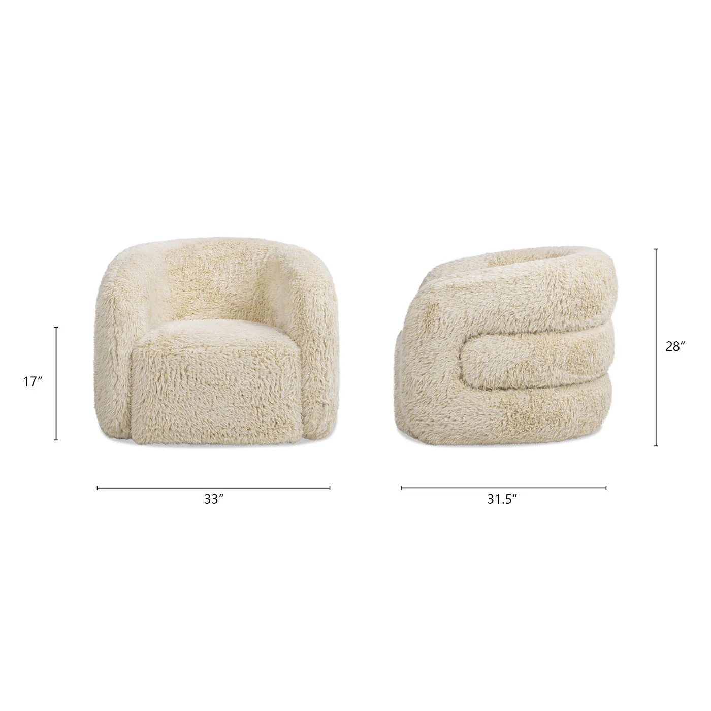 Colt - Fur Swivel Upholstered Barrel Accent Arm Chair - Cream Beige - Image 3