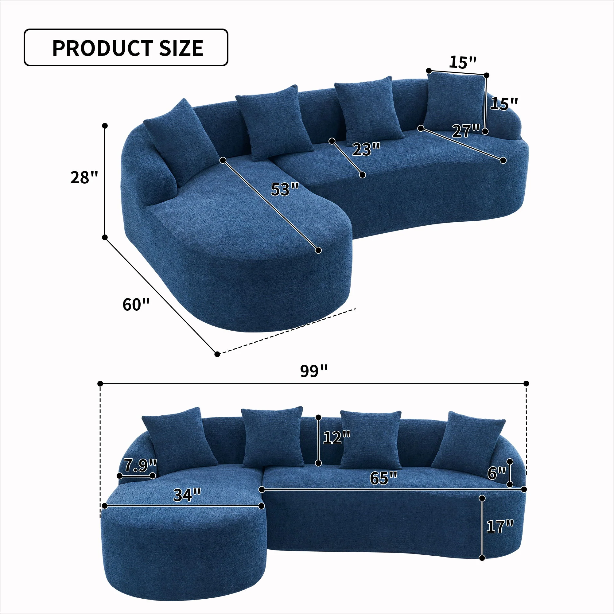 Combined Sofa With 4 Pillows - Image 30