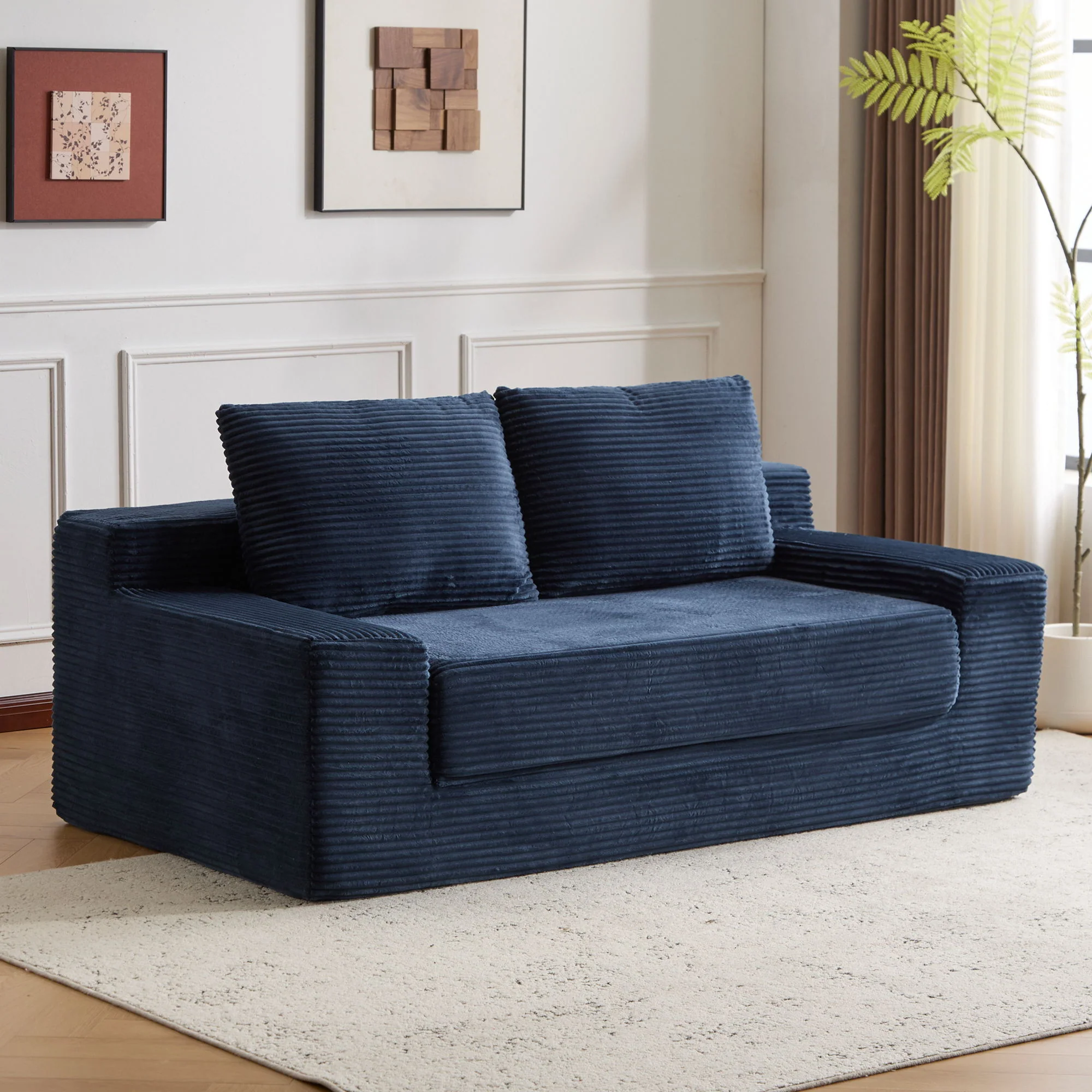 Comfortable Deep Seat Loveseat Sofa Bed, Reversible Cushion With Pillows - Image 15