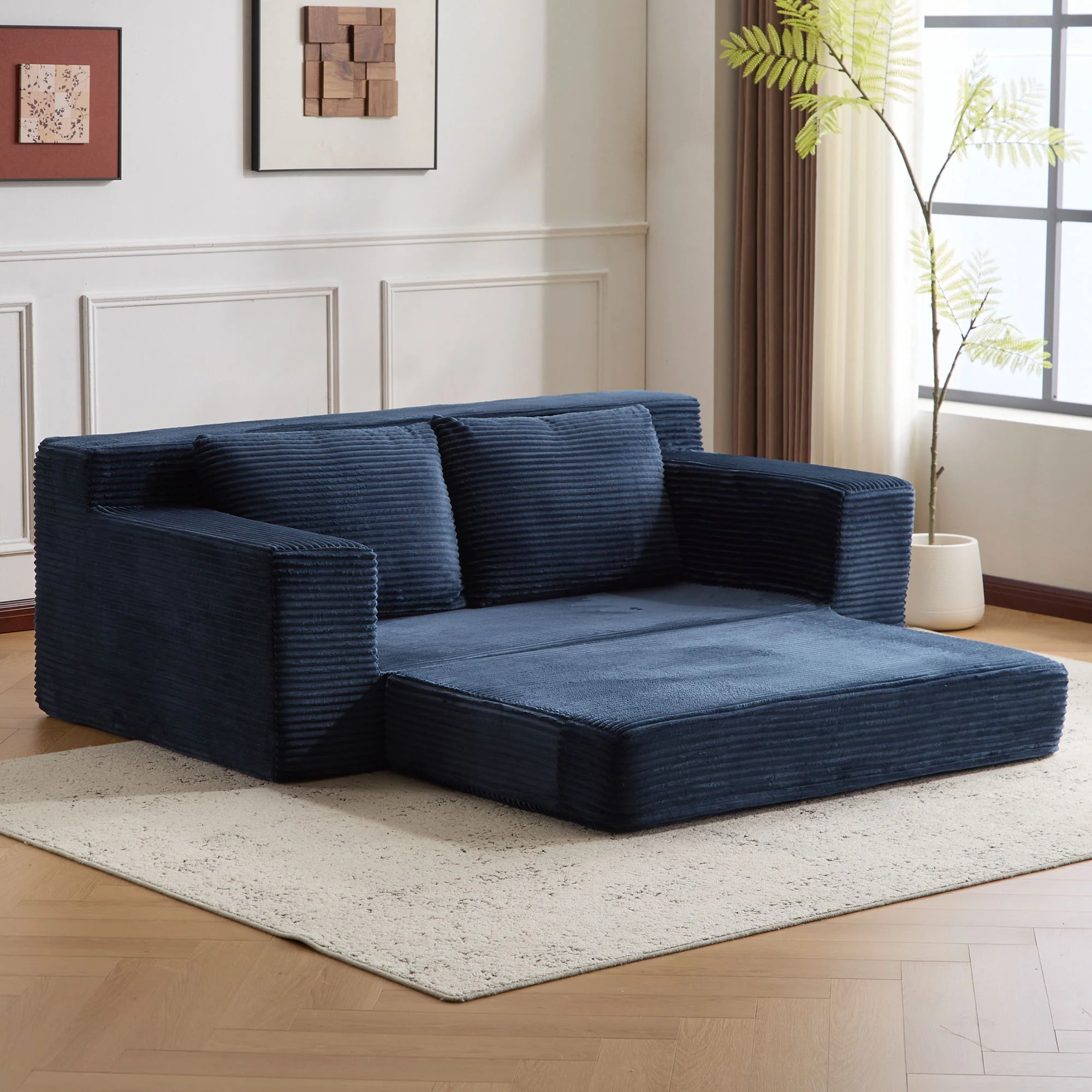 Comfortable Deep Seat Loveseat Sofa Bed, Reversible Cushion With Pillows - Image 30