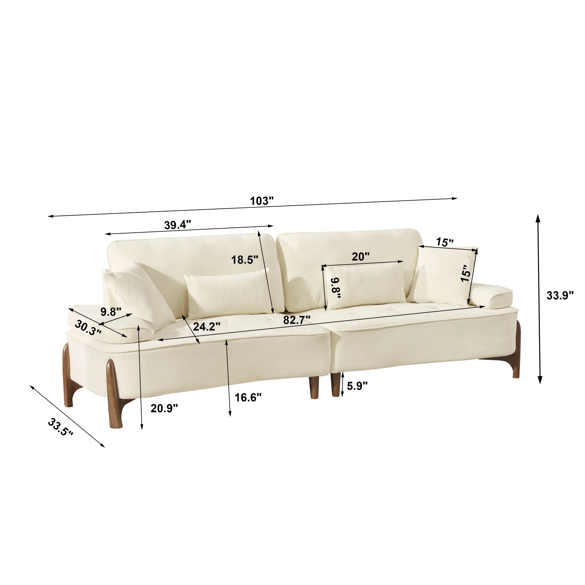 Comfortable Deep Seated Sofa With Pillows - Image 7