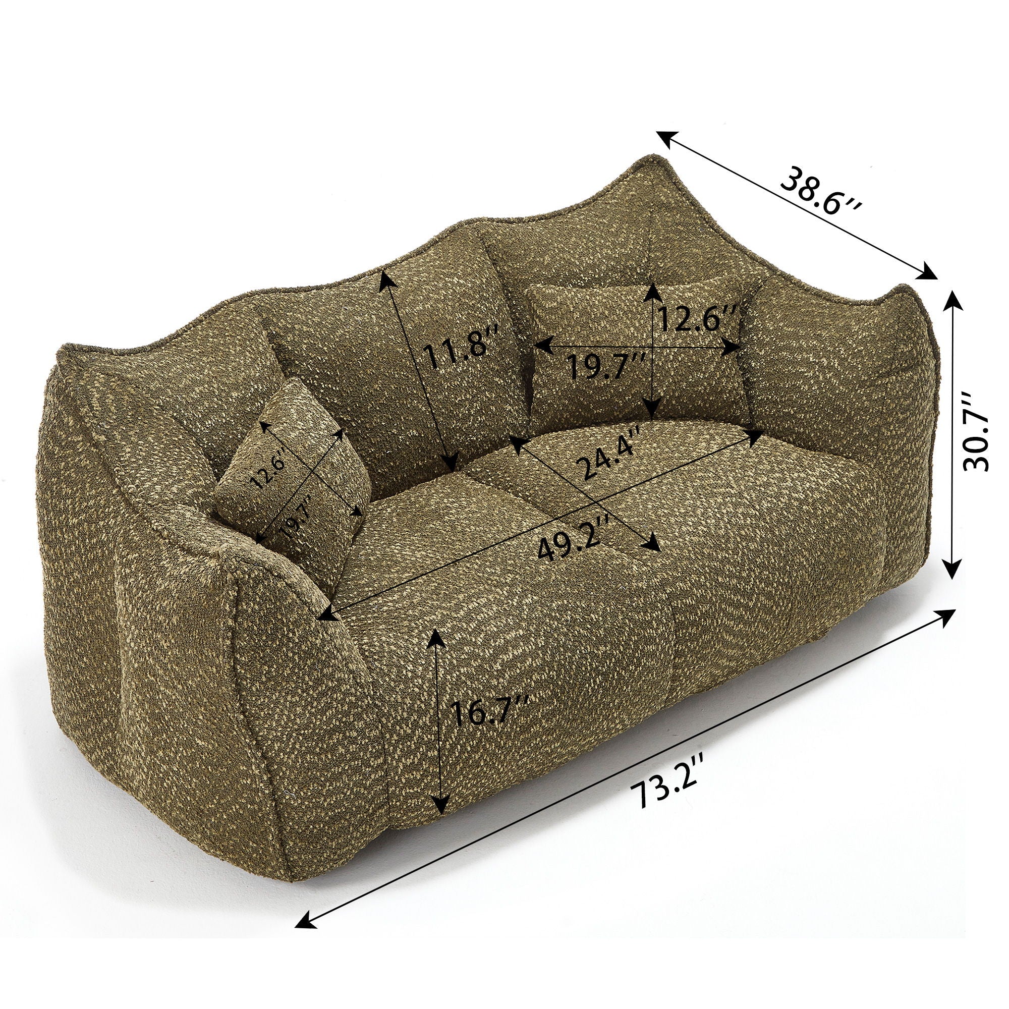 Comfortable Dual Beanbag Chair With High Resilience Foam Core For 2 People - Image 23