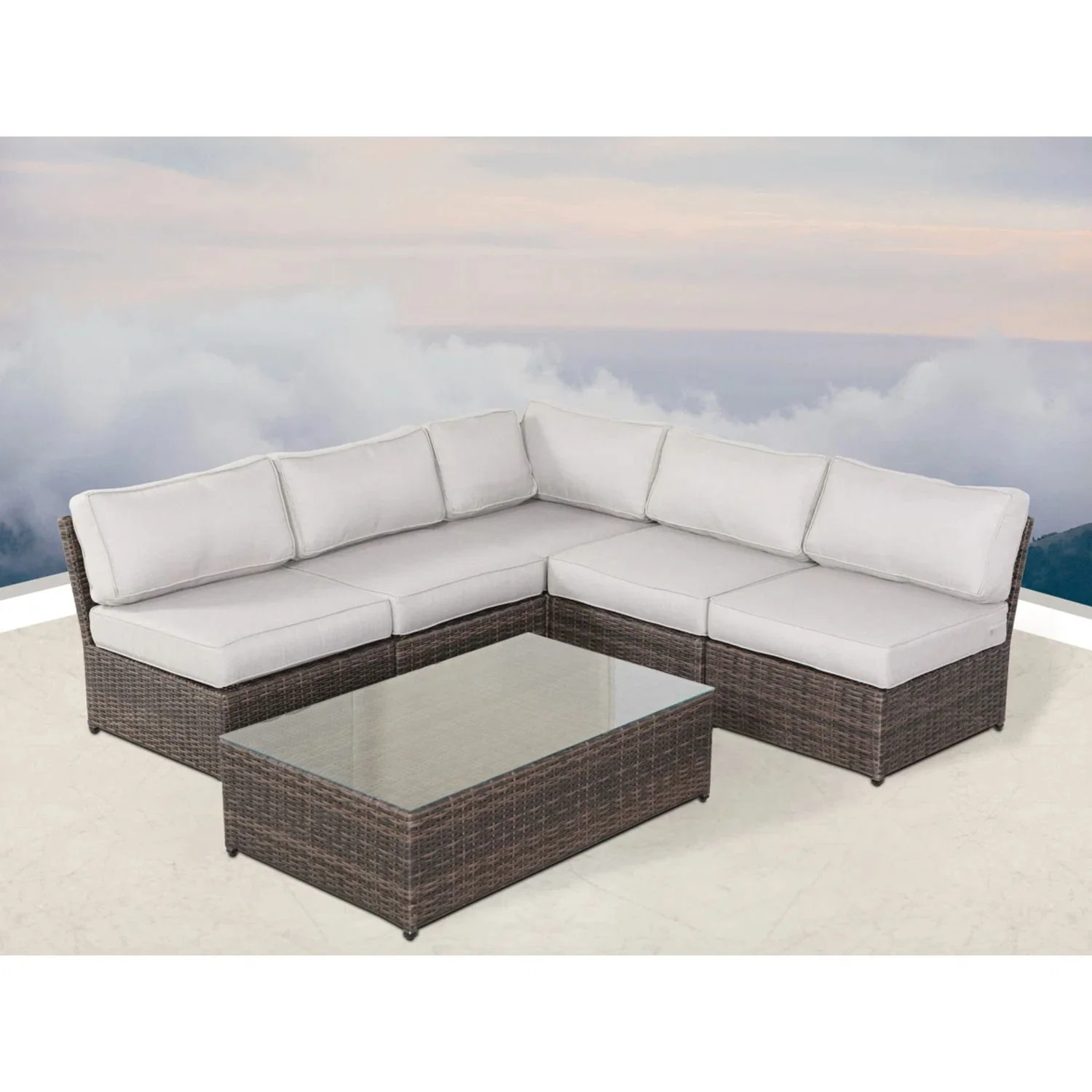 Comfortable Modern Patio Rattan Sectional Set With Cushions - Image 152
