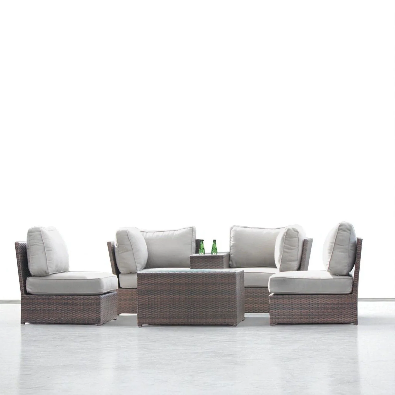 Comfortable Modern Patio Rattan Sectional Set With Cushions - Image 19