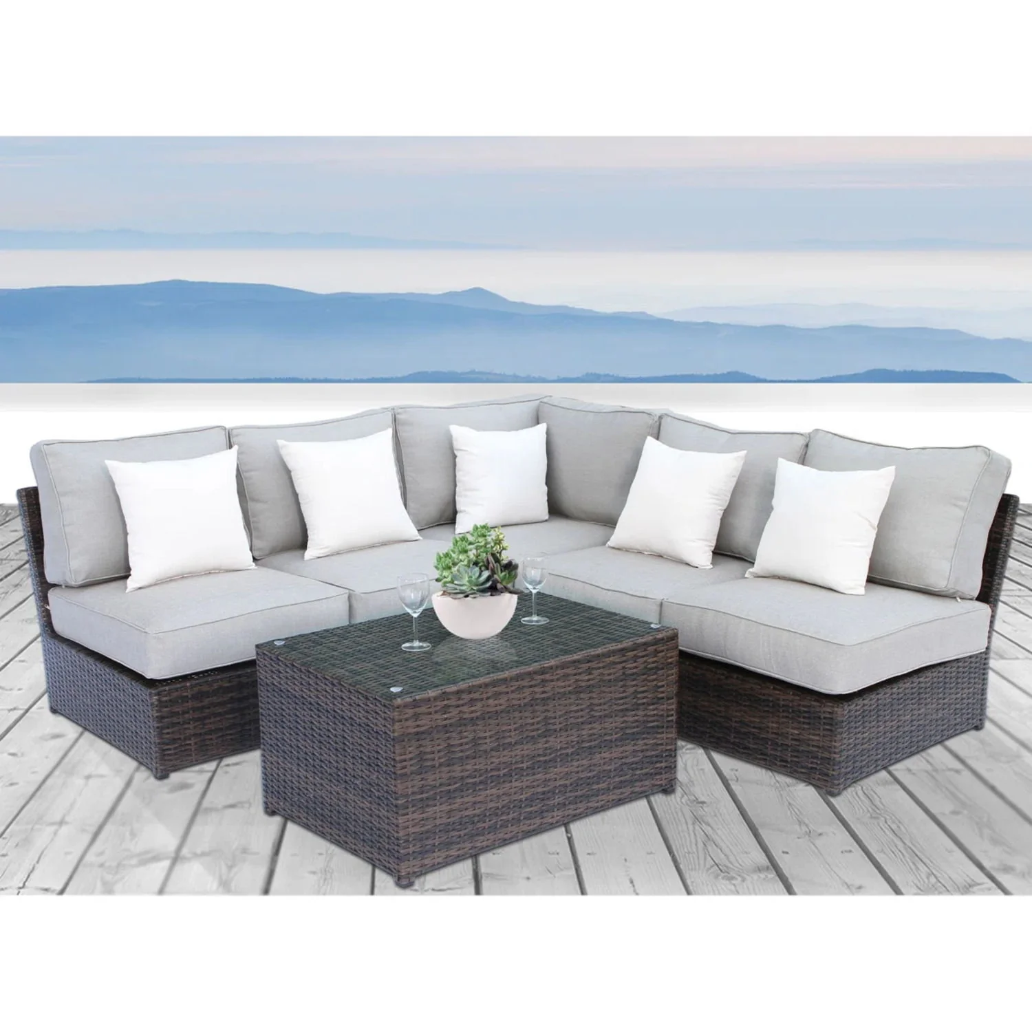 Comfortable Modern Patio Rattan Sectional Set With Cushions - Image 94