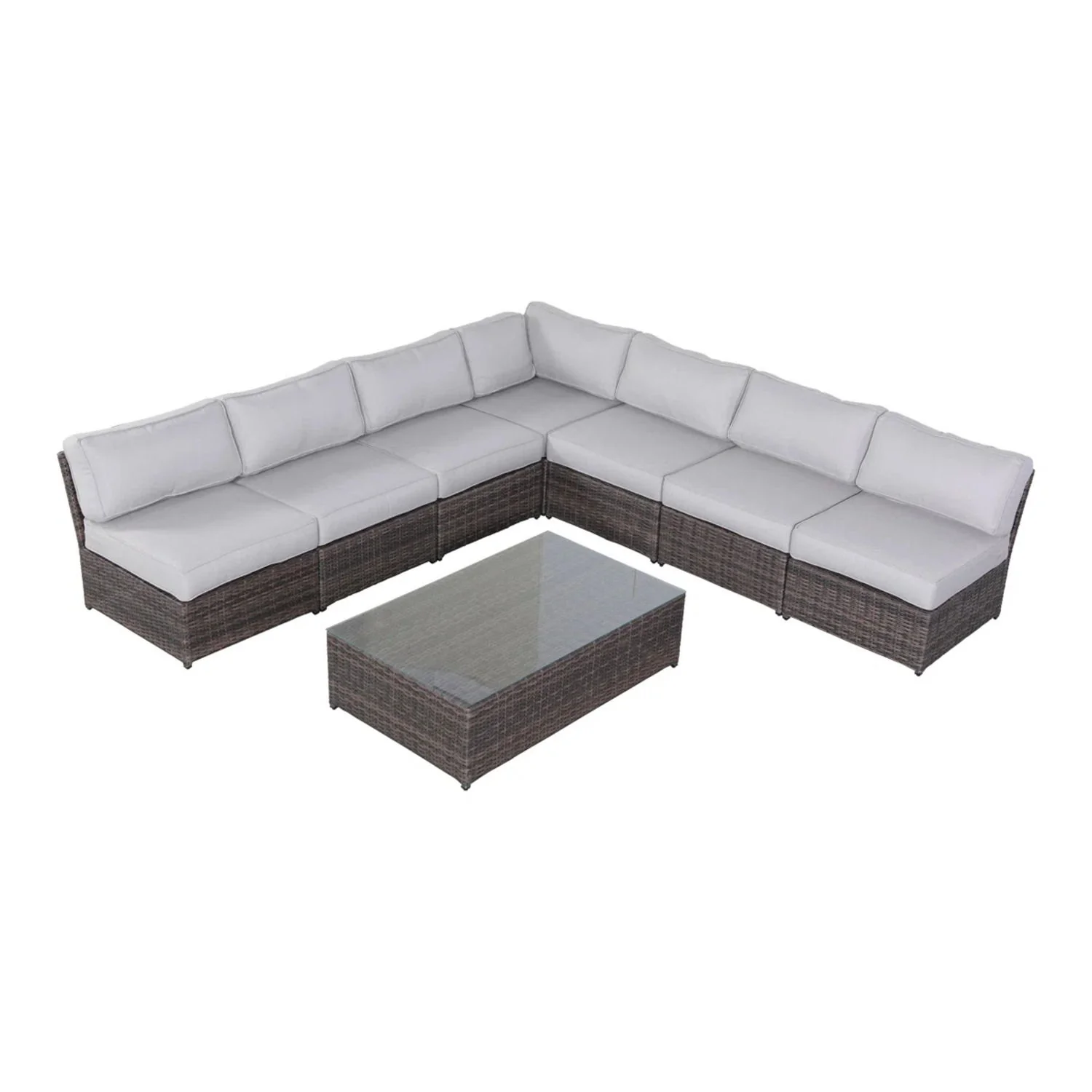 Comfortable Modern Patio Rattan Sectional Set With Cushions - Image 96