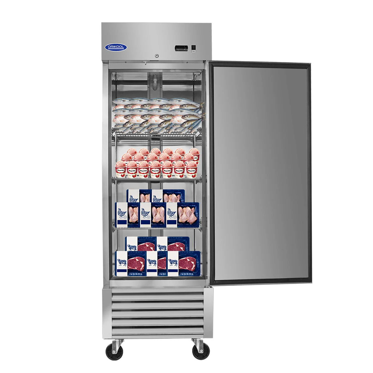 Commercial Freezer 23 Cu.Ft With 1 Solid Door Reach-In Freezers Stainless Steel Etl Approved Upright Freeze Storage - Silver - Image 3