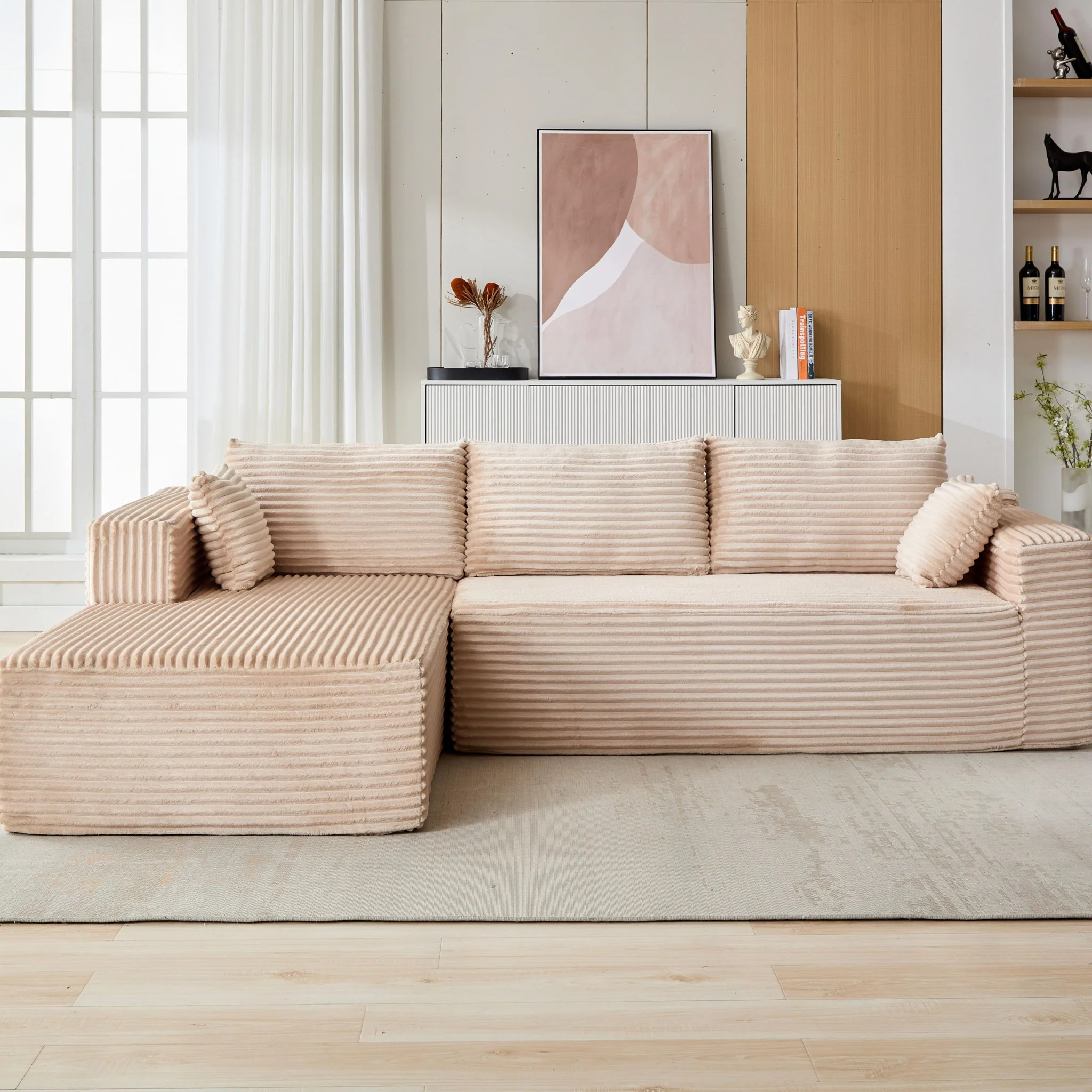 Compression Sectional Couch With Comfy Chaise, Boneless L Shape Sofa With Deep Seat - Image 17
