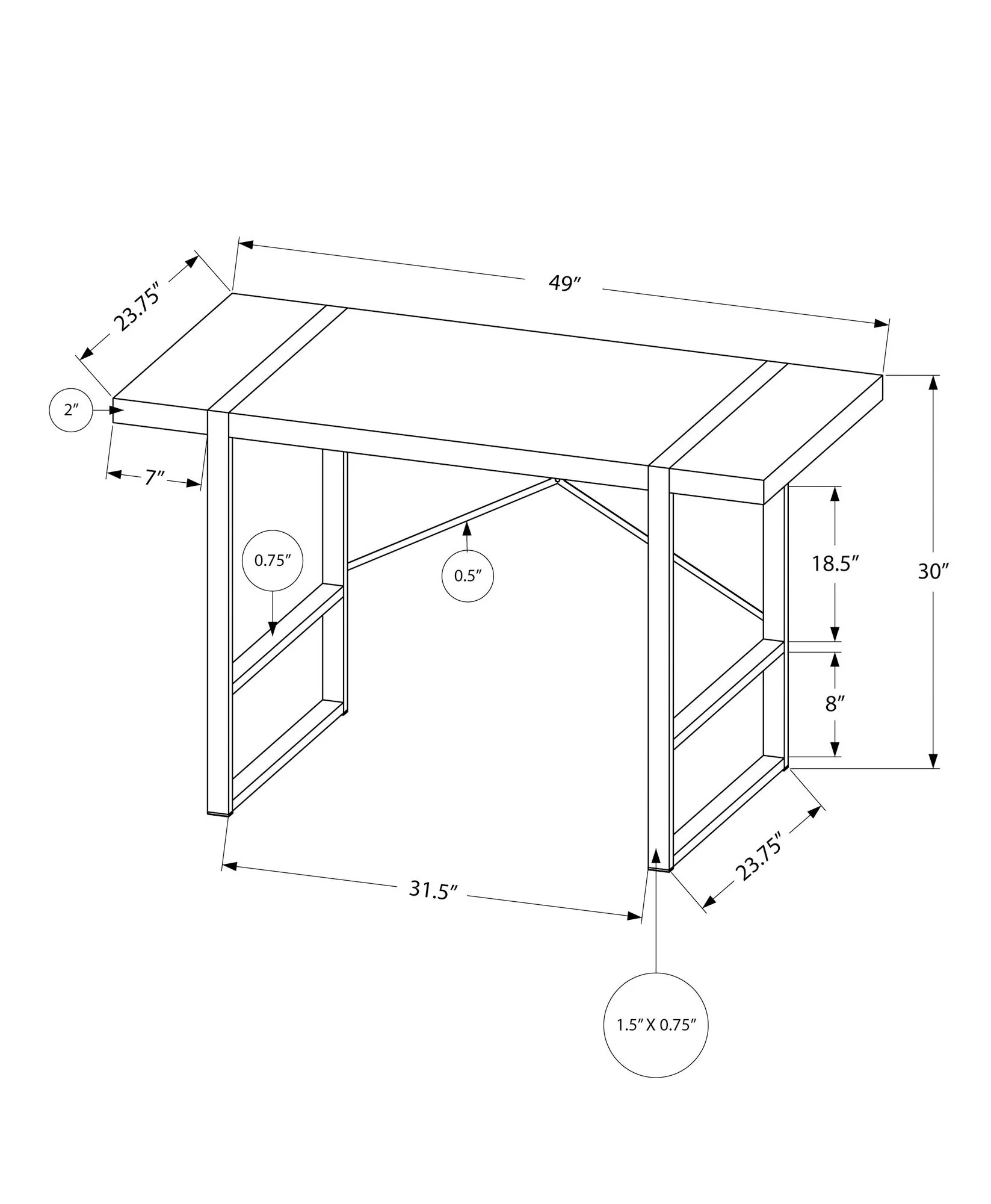 Computer Desk For Home Office, Laptop, Industrial Design - Image 8