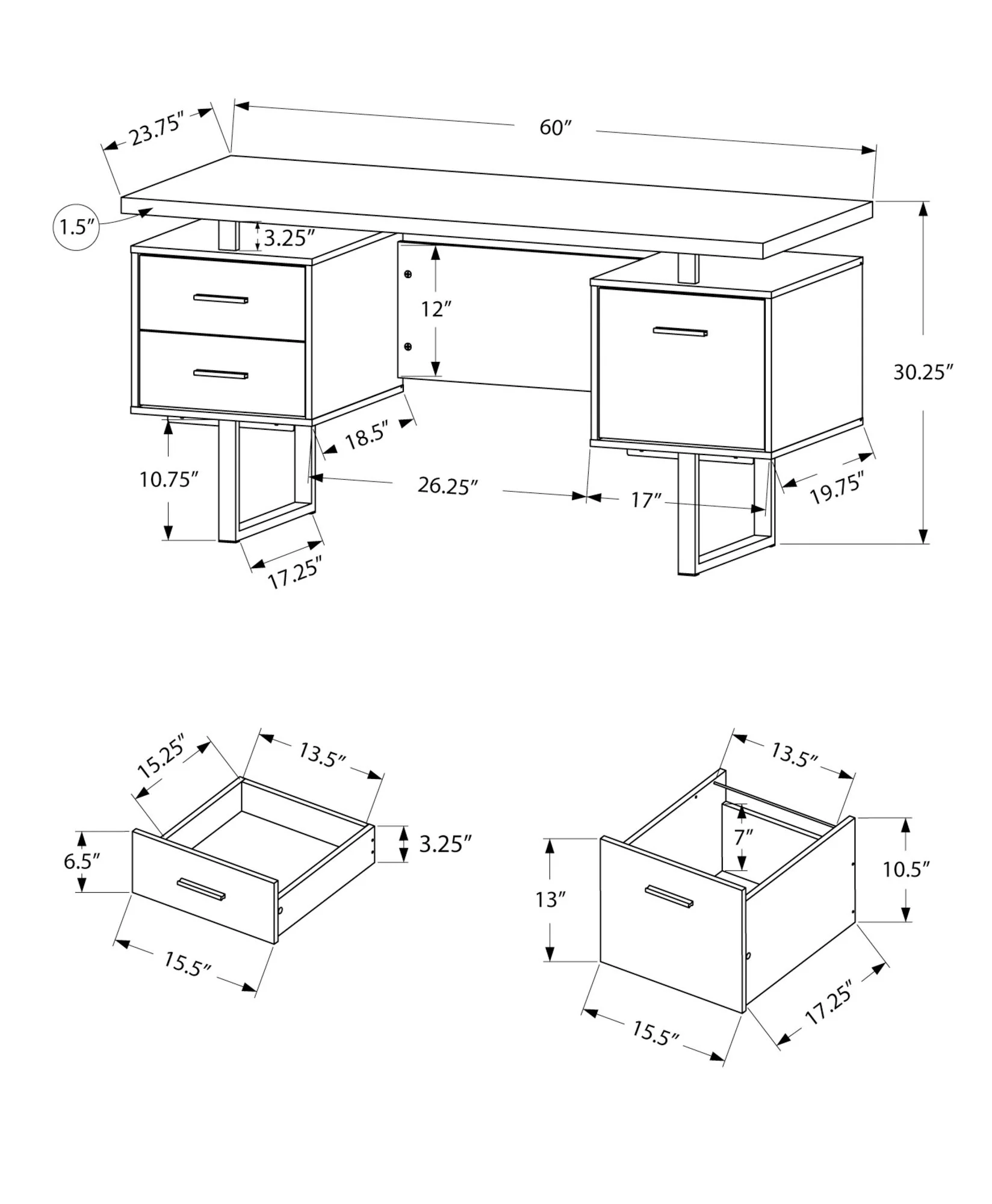 Computer Desk For Home Office, Laptop, Left, Right Set - Up, Storage Drawers, Contemporary & Modern - Image 43