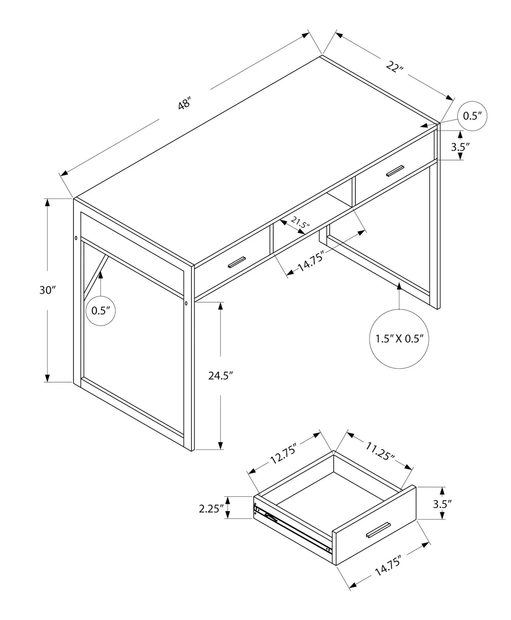 Computer Desk For Home Office Laptop, Storage Drawers - Image 15