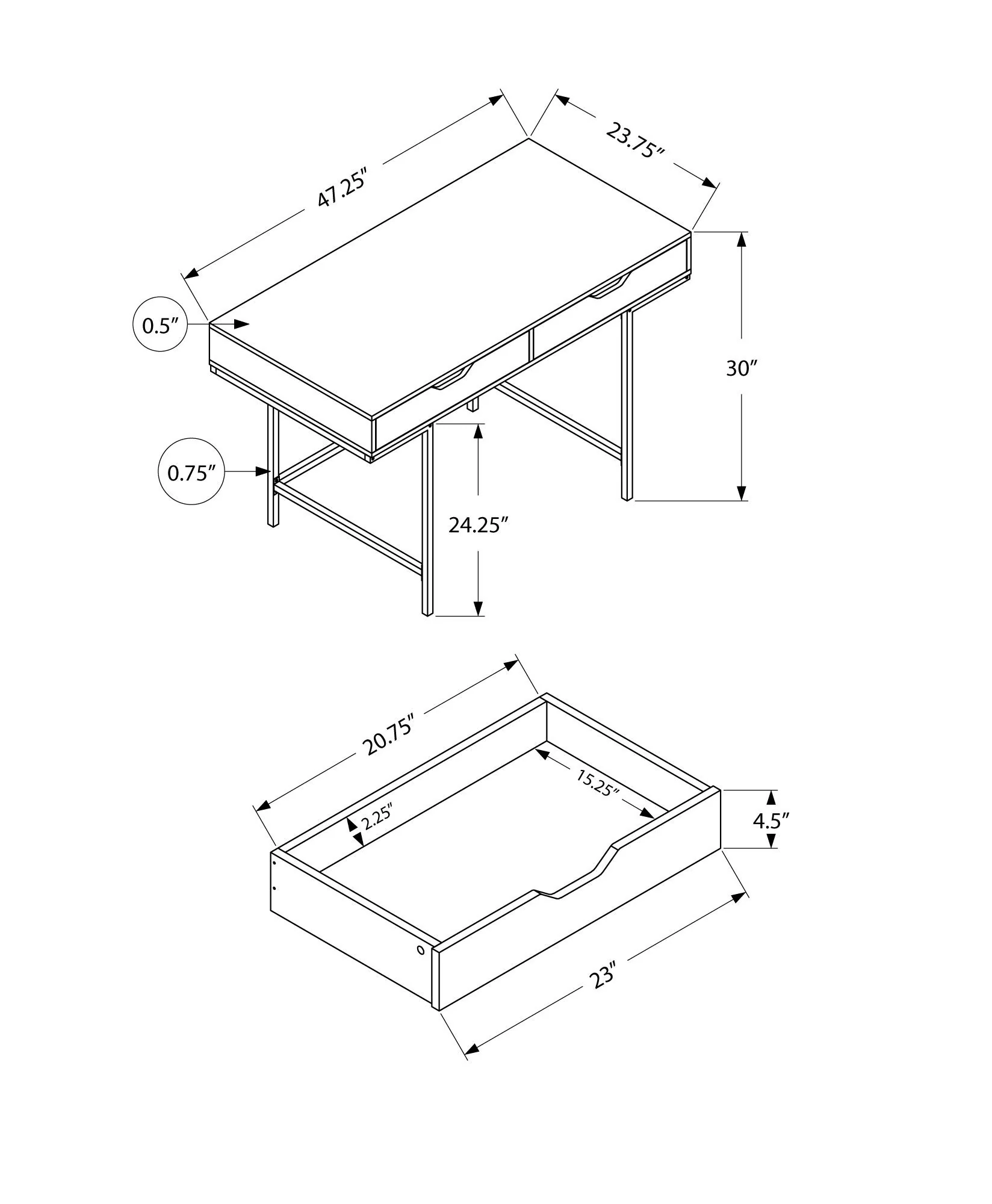 Computer Desk For Home Office, Laptop, Storage Drawers, Contemporary & Modern - Image 23