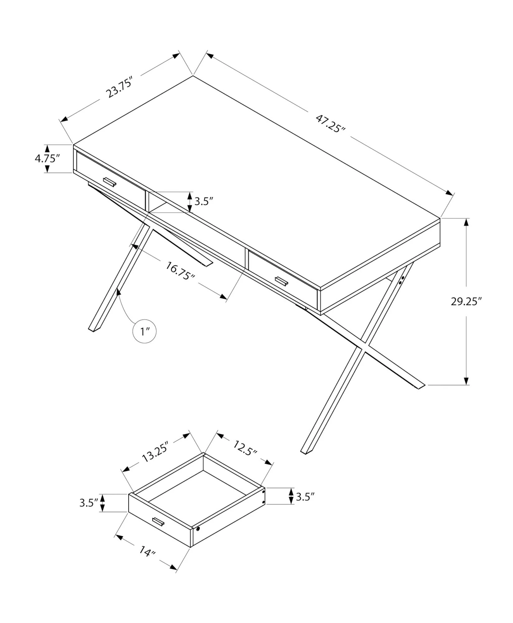 Computer Desk For Home Office, Laptop, Storage Drawers, Glossy Contemporary & Modern - Image 14