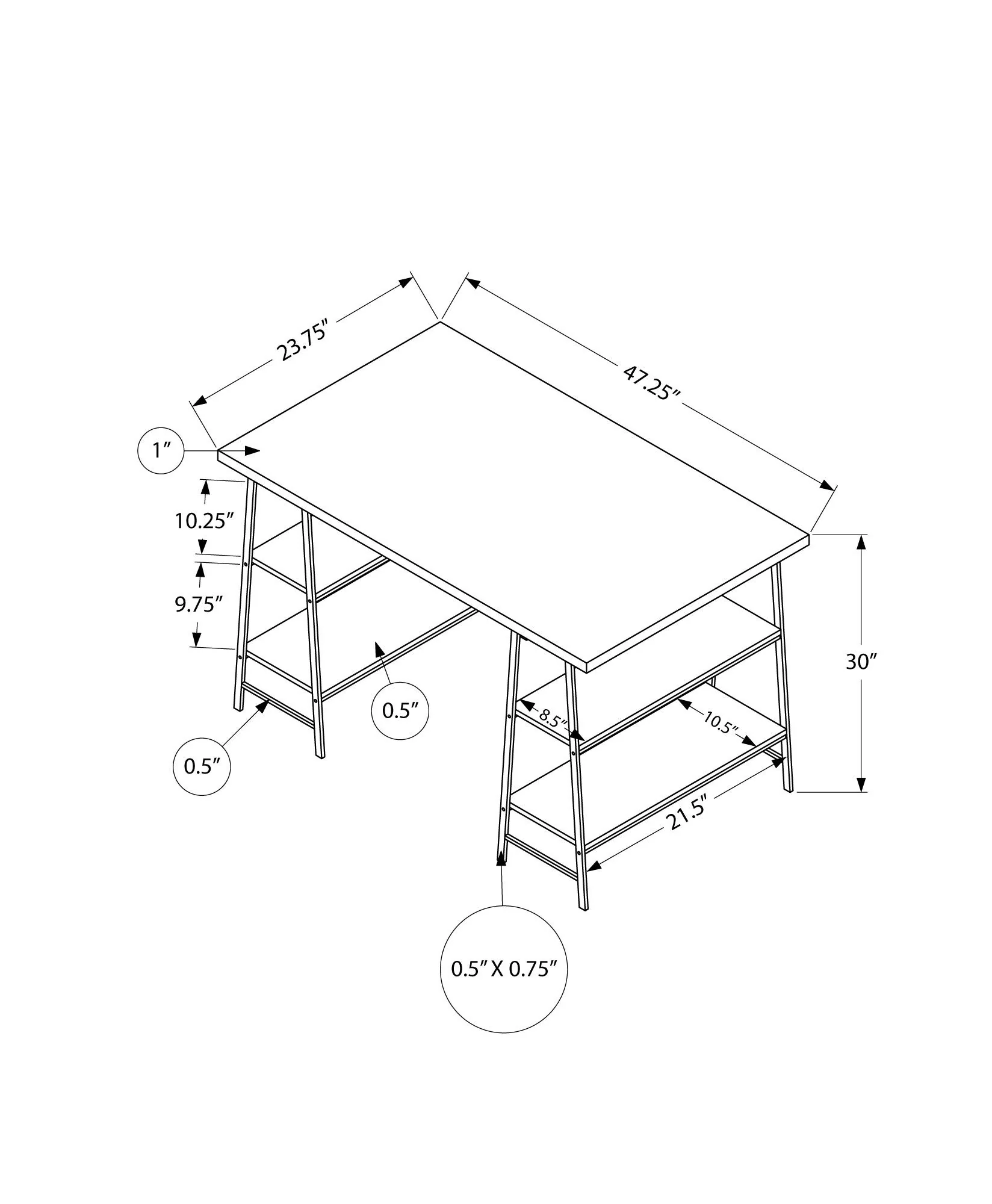 Computer Desk For Home Office, Laptop, Storage Shelves, Contemporary & Modern - Image 22
