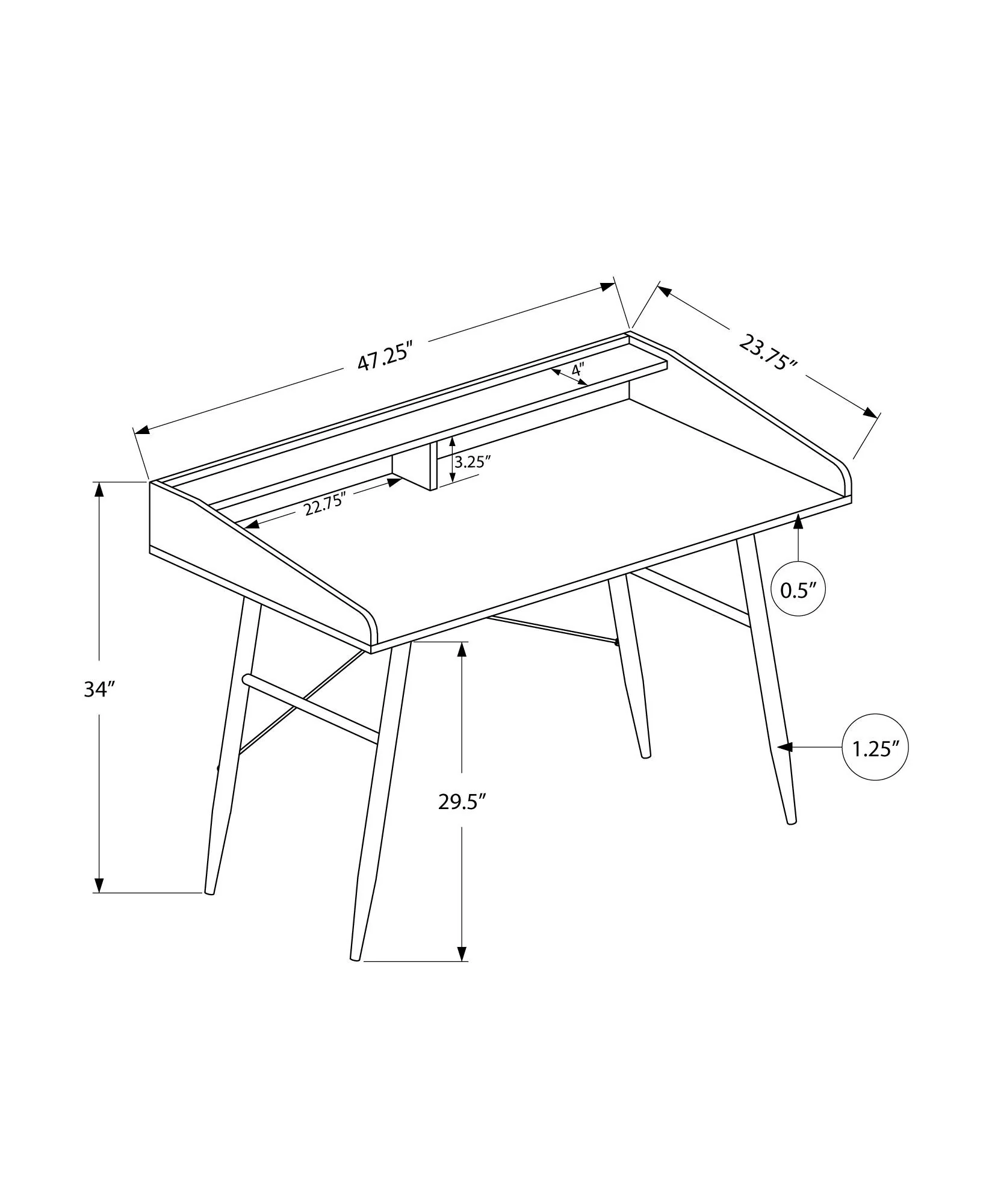 Computer Desk For Home Office, Laptop Storage Shelves, Contemporary & Modern - Image 6