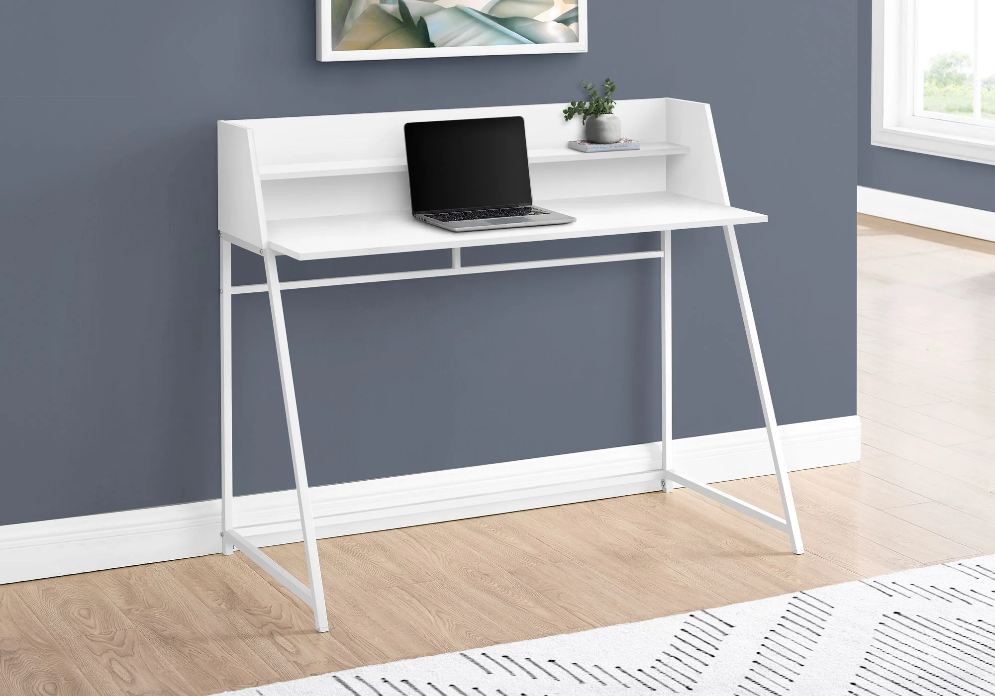 Computer Desk For Home Office, Laptop, Storage Shelves, Marble Look Contemporary & Modern - Image 14