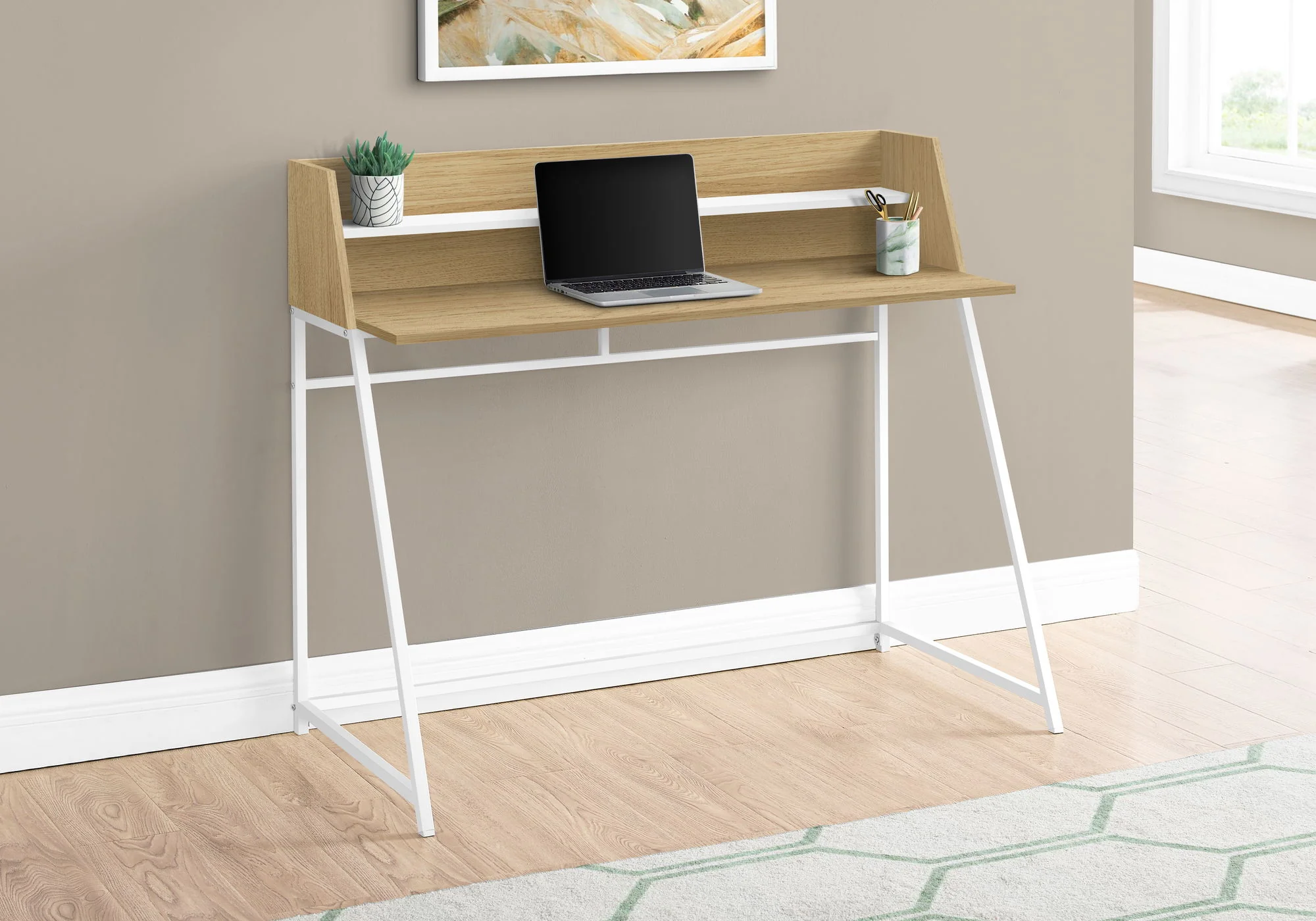 Computer Desk For Home Office, Laptop, Storage Shelves, Marble Look Contemporary & Modern - Image 19