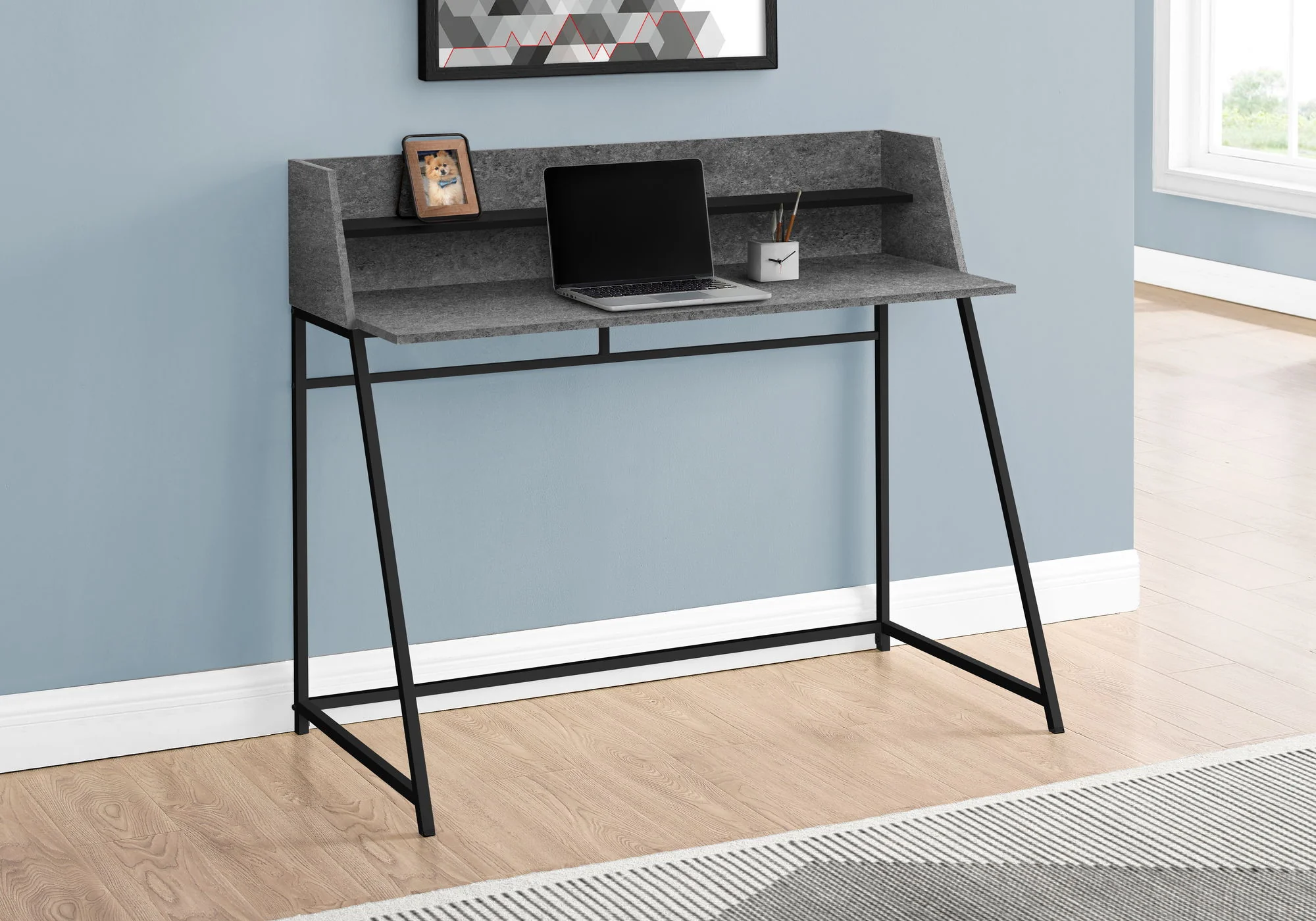 Computer Desk For Home Office, Laptop, Storage Shelves, Marble Look Contemporary & Modern - Image 24