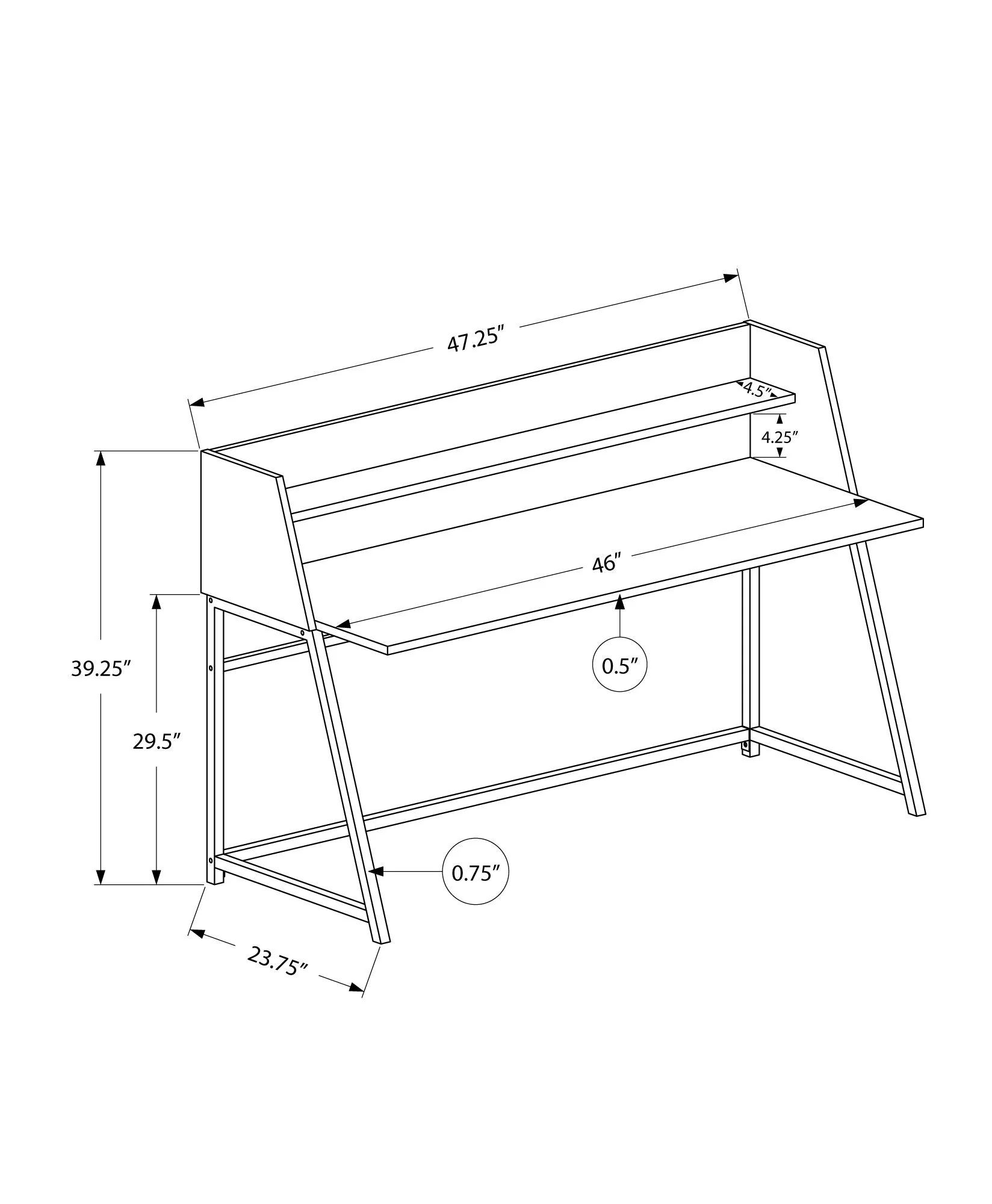 Computer Desk For Home Office, Laptop, Storage Shelves, Marble Look Contemporary & Modern - Image 33