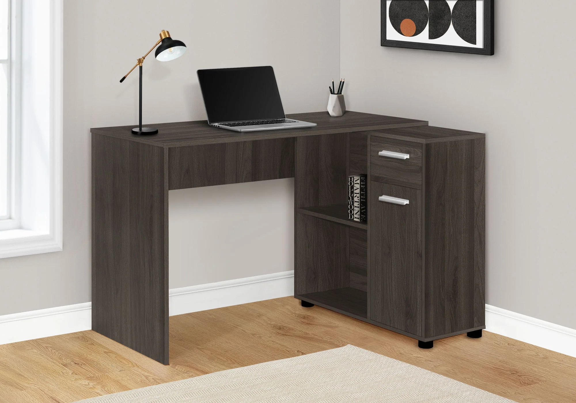 Computer Desk, Home Office, Corner, Storage Drawers, L Shape, Contemporary & Modern - Image 18