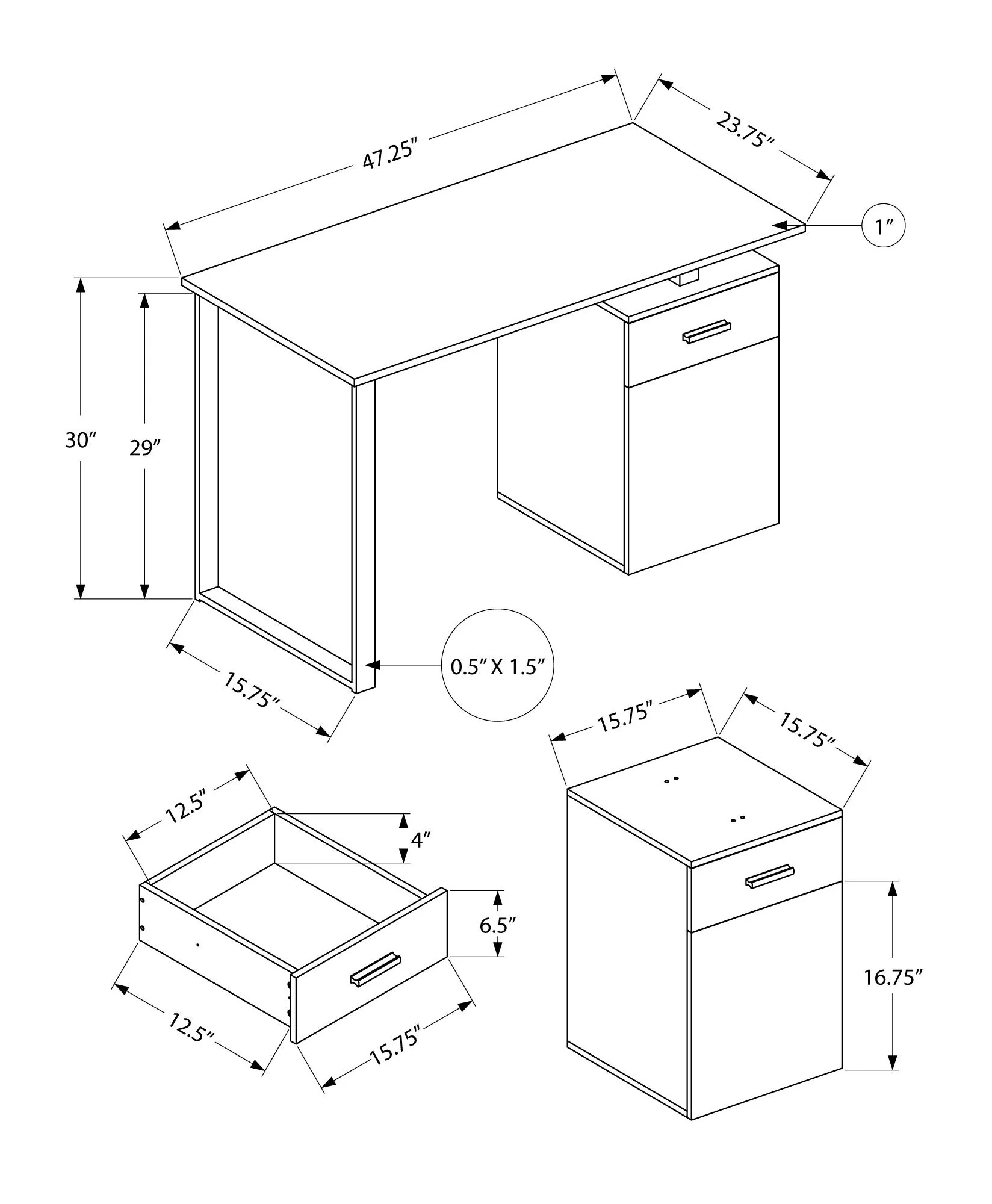 Computer Desk, Home Office, Laptop, Left, Right Set-Up, Storage Drawers, Work, Contemporary, Modern - Image 20