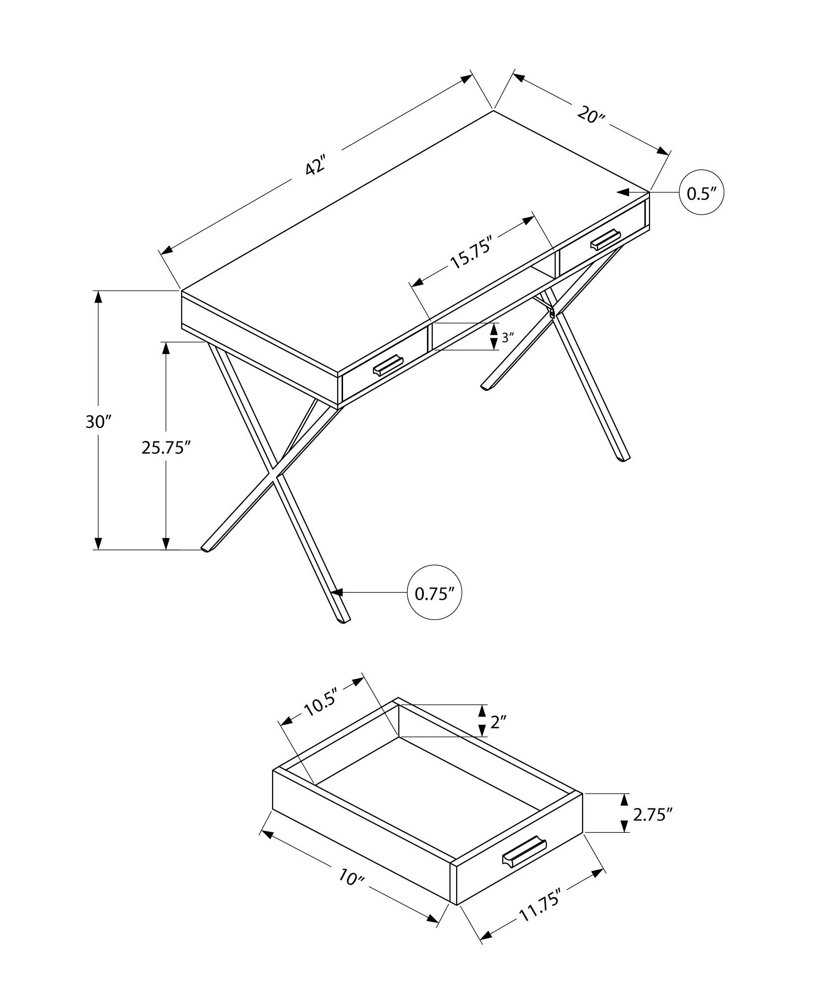 Computer Desk, Home Office, Laptop, Left / Right Set-Up, Storage Drawers, Work, Contemporary, Modern - Image 22