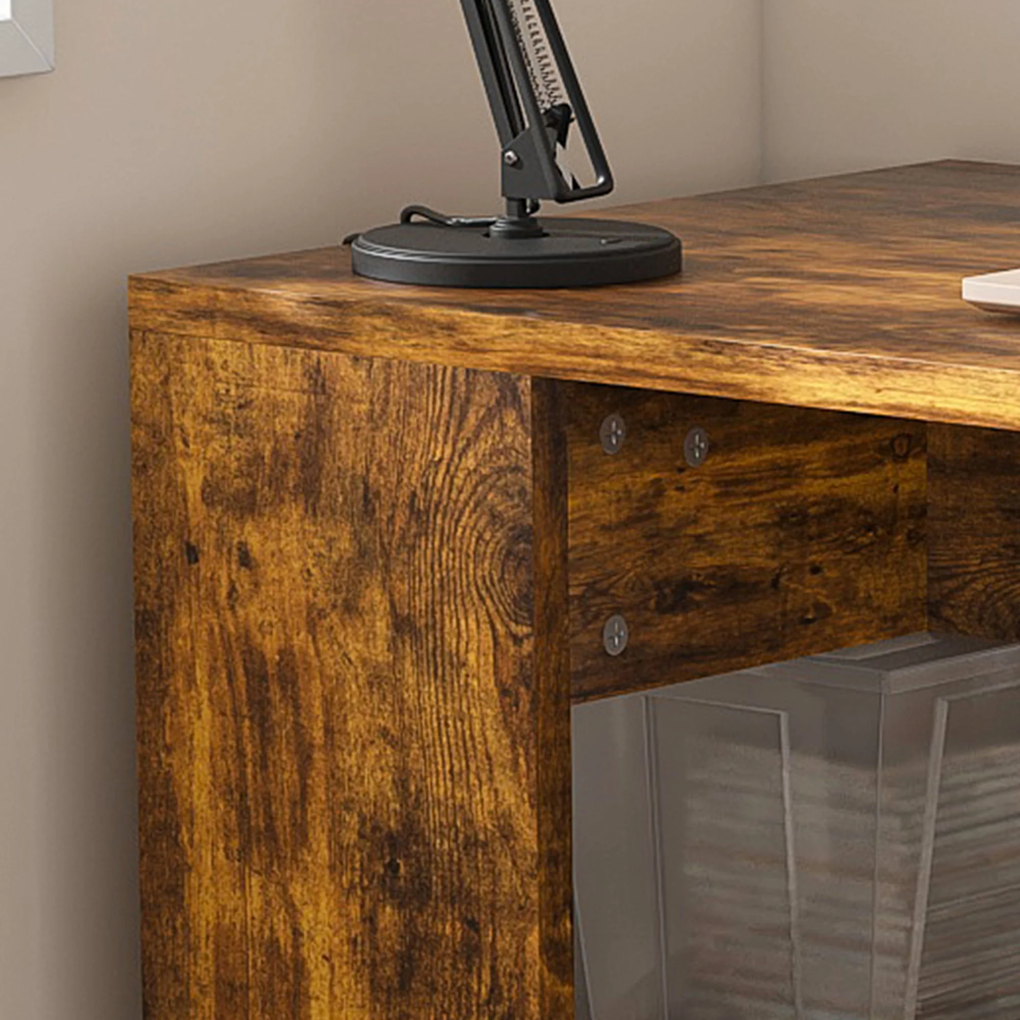 Computer Desk With 4 In 1 Socket & 3 Drawers, 4 Tier Shelves - Image 8