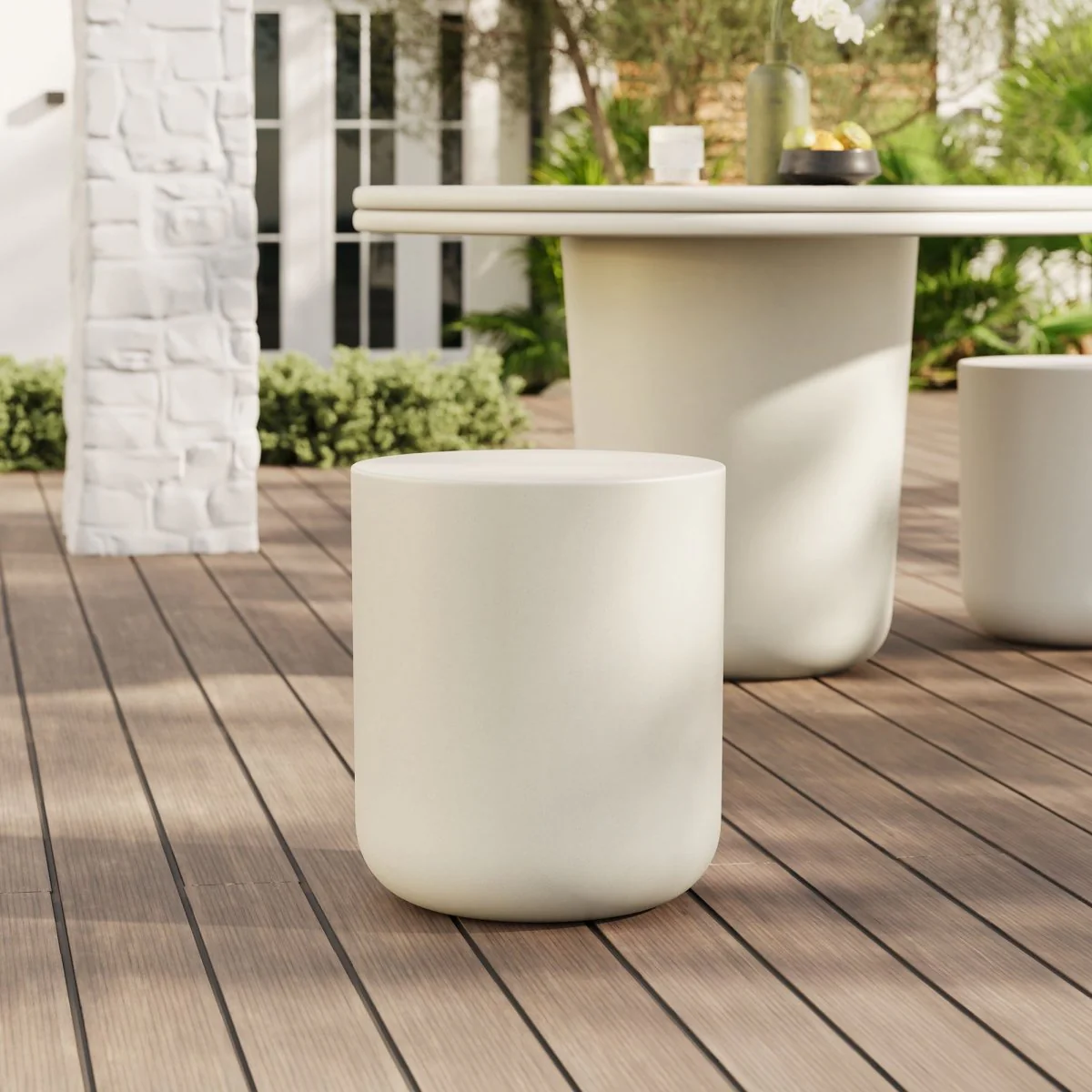 Concrete Cylindrical Stool Side Table for Indoor and Outdoor Spaces and Patios - Image 7