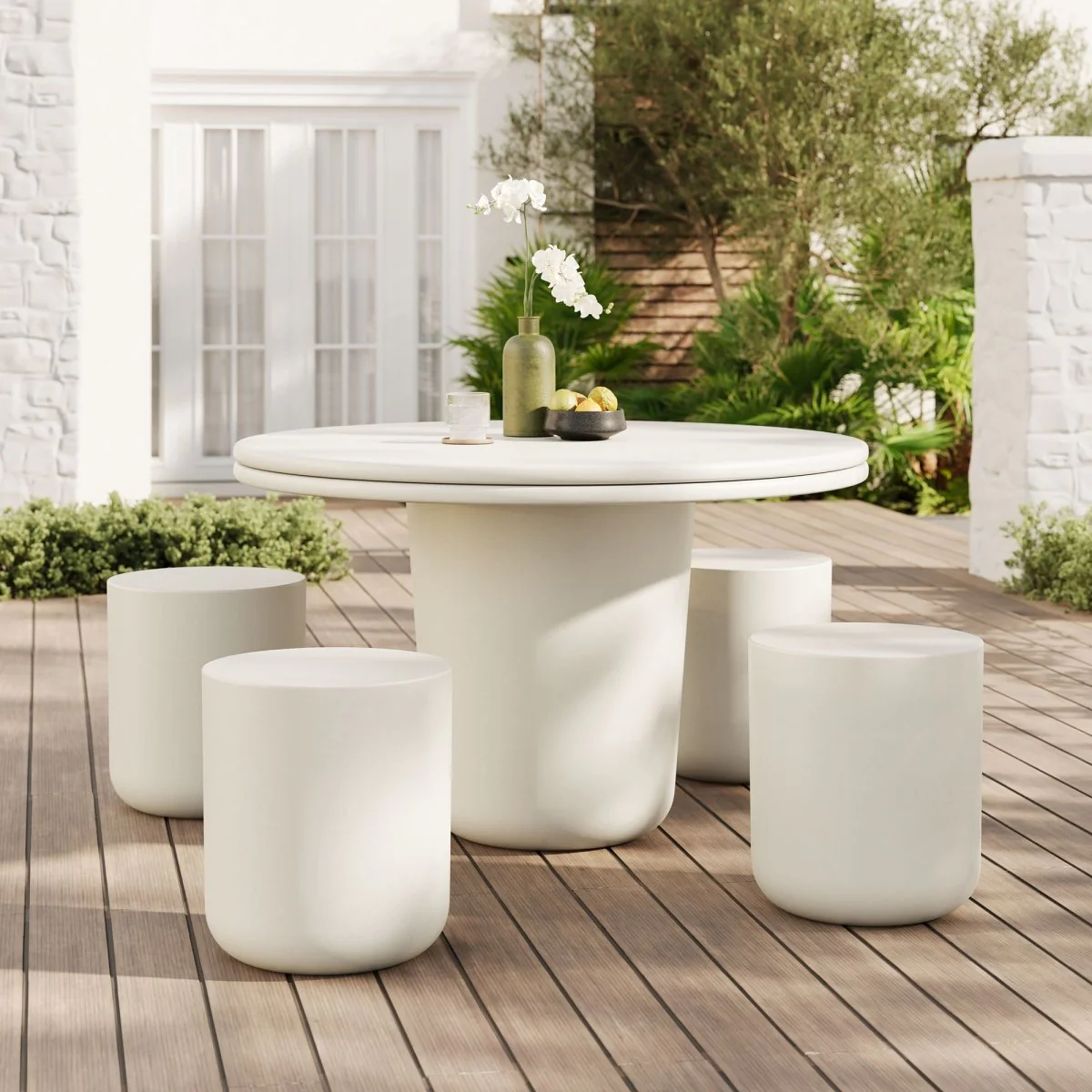5-Piece Concrete Indoor Outdoor Dining Table Set — Modern Patio and Indoor Dining Collection - Image 12