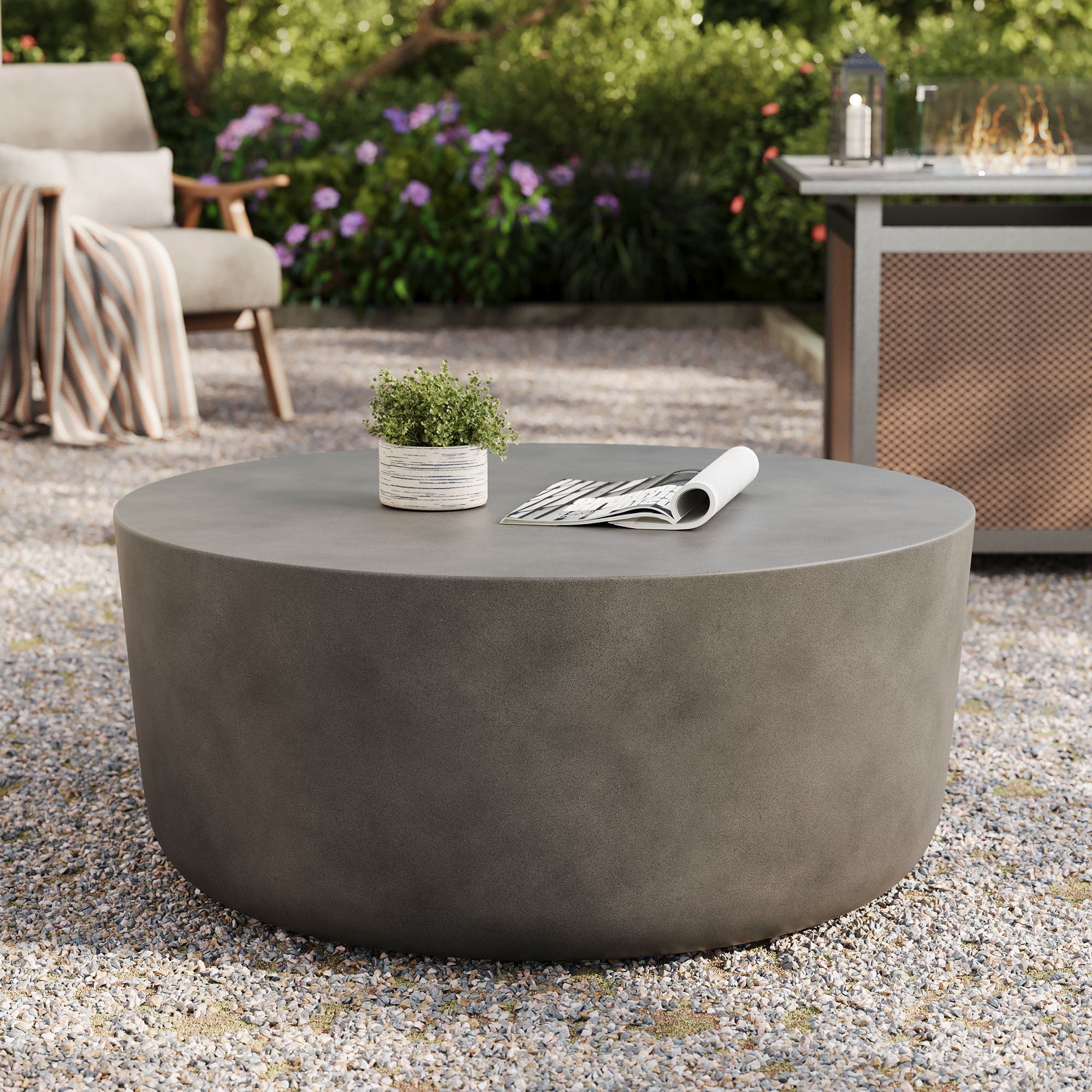 Concrete Indoor Outdoor Round Coffee Table — Modern Minimalist Design for Living Areas - Image 10