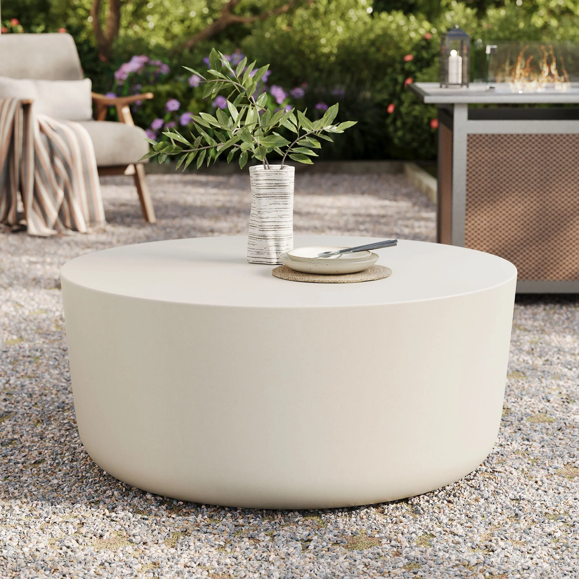 Concrete Indoor Outdoor Round Coffee Table — Modern Minimalist Design for Living Areas - Image 20