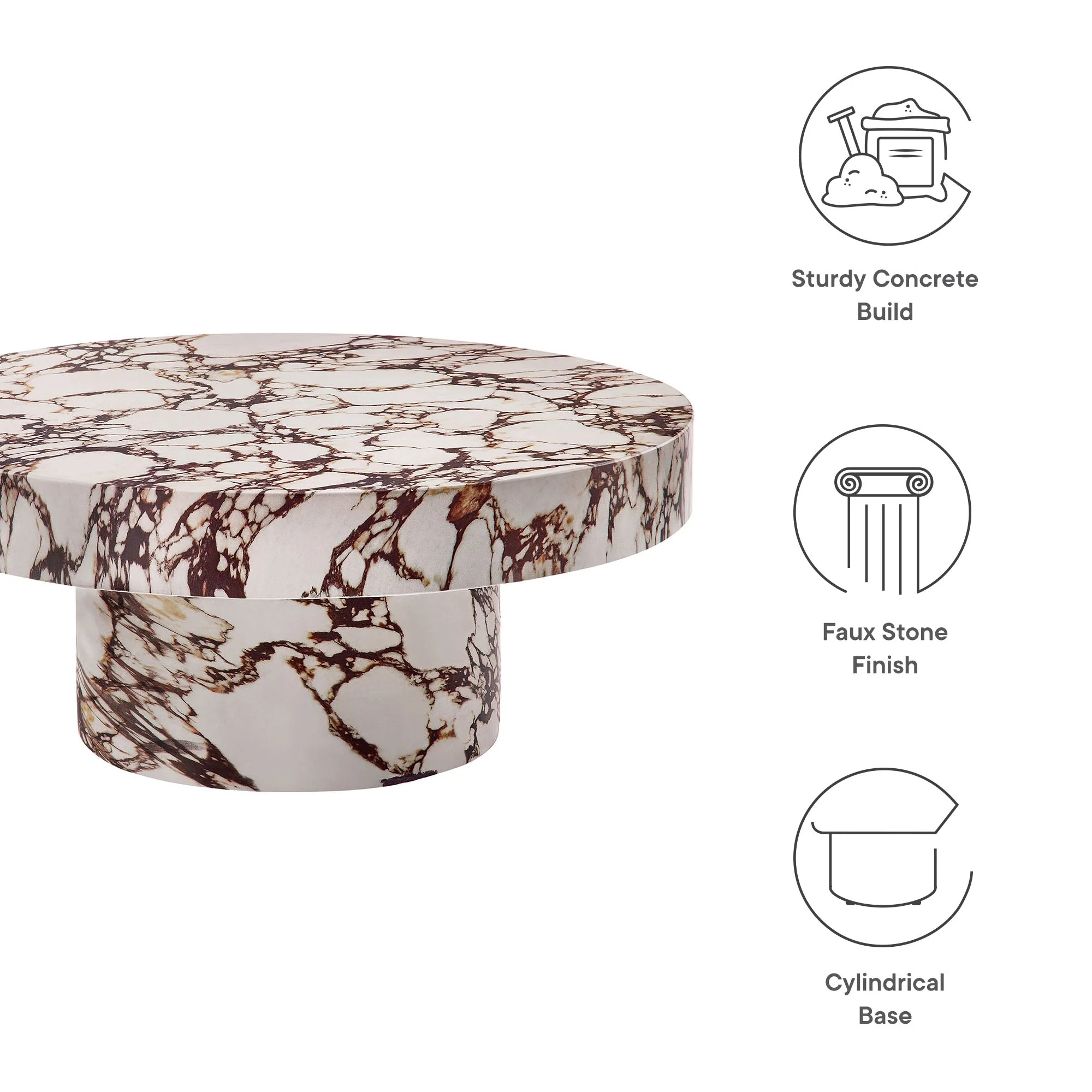 Concrete Indoor Outdoor Side and Coffee Table Collection — Arched & Round Styles - Image 26
