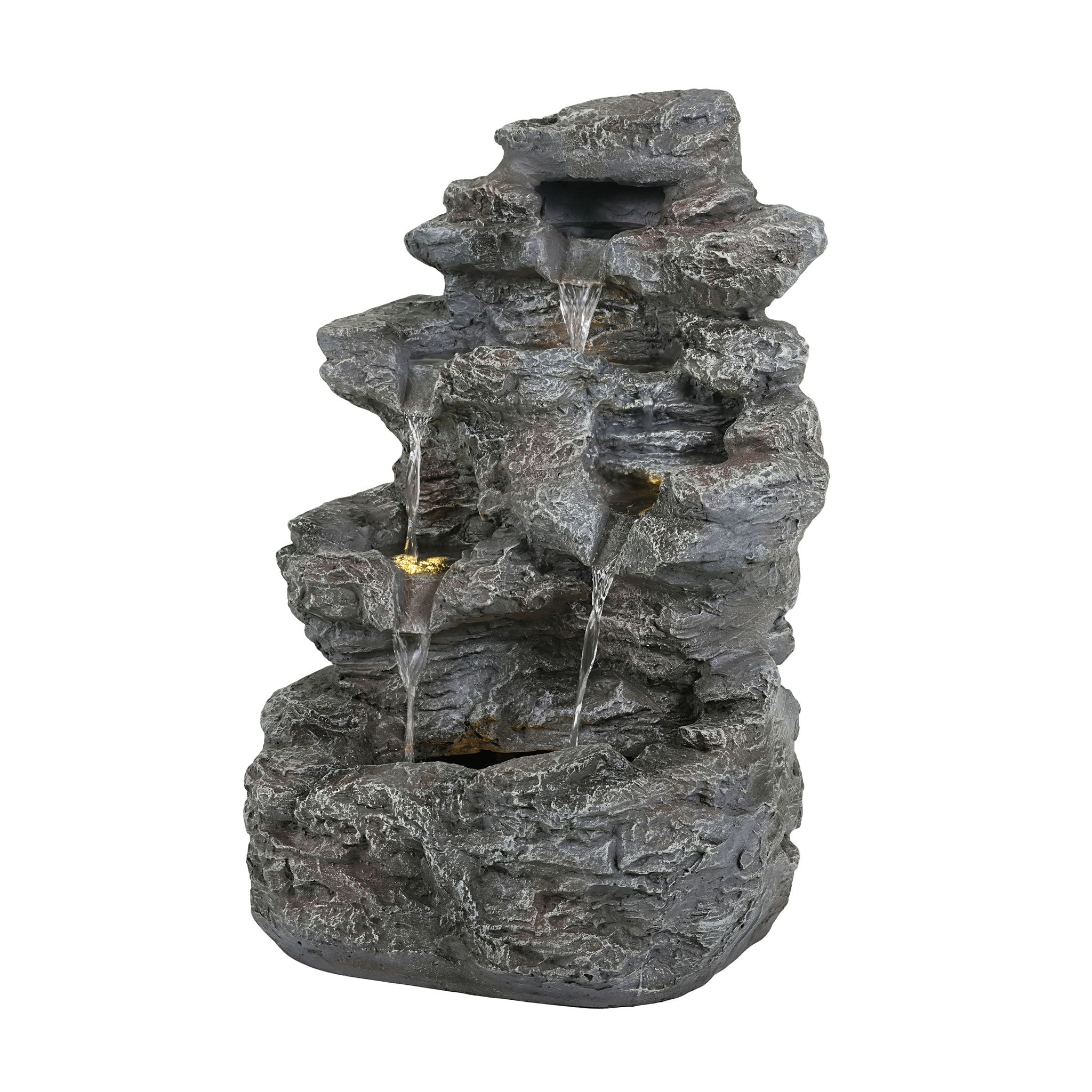 Concrete Rock Waterfall Fountain With LED Lights, Outdoor Garden Decor - Image 18