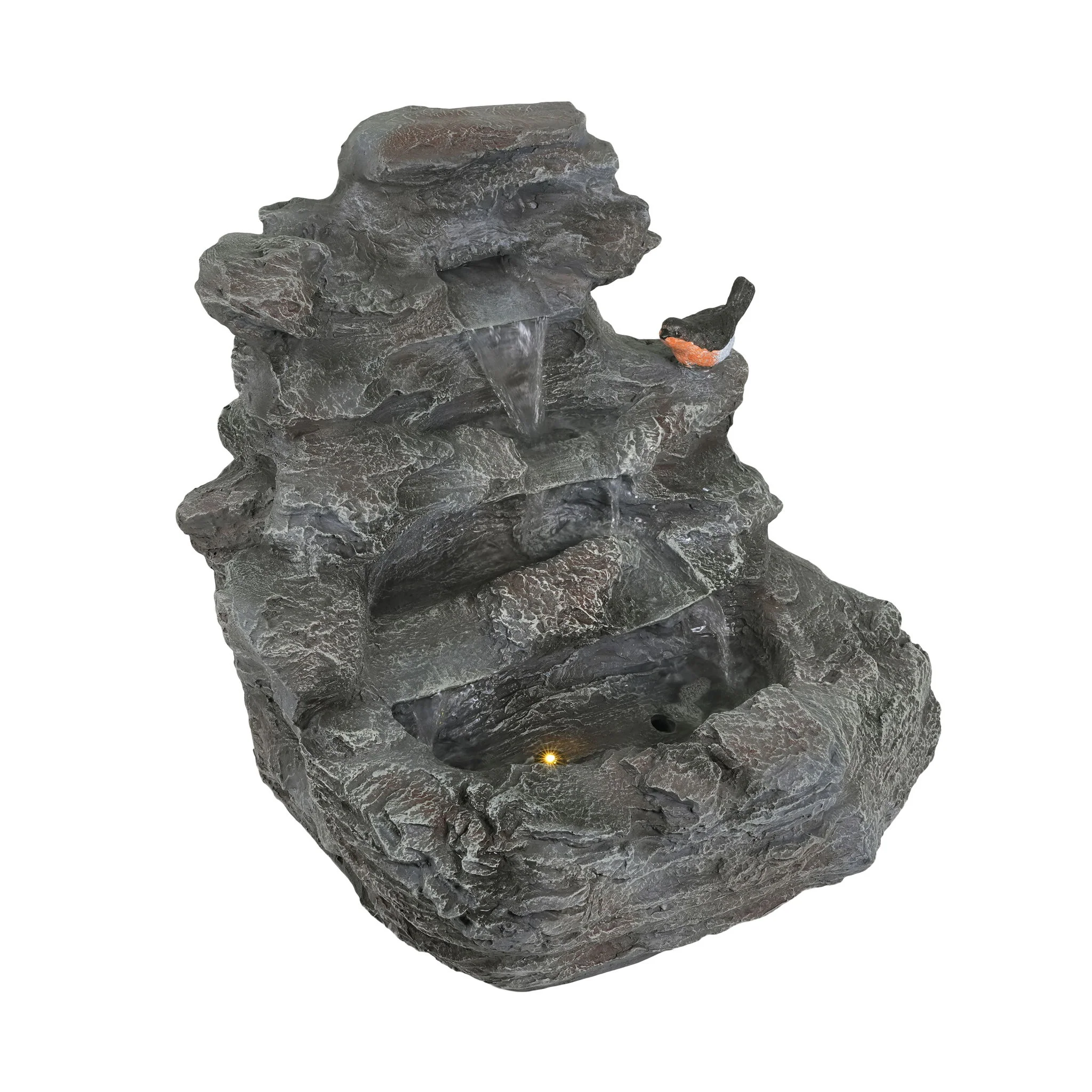 Concrete Rock Waterfall Fountain With LED Lights, Outdoor Garden Decor - Image 3