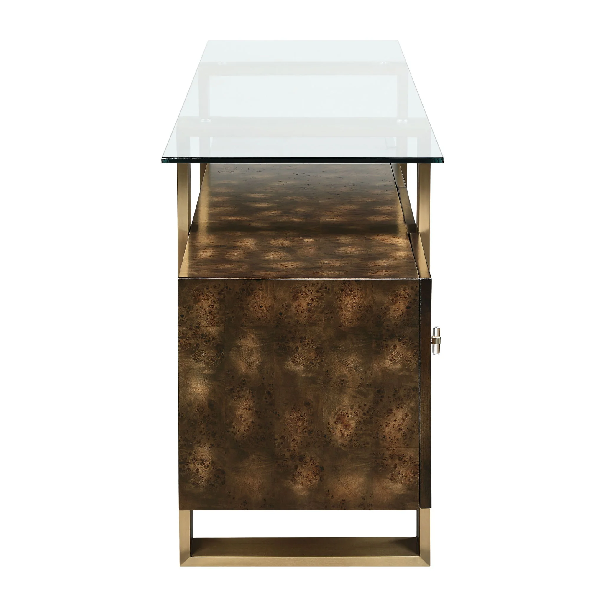 Console Cabinet Sideboard with Four Doors Wood and Glass 70x32in Brown - Image 2