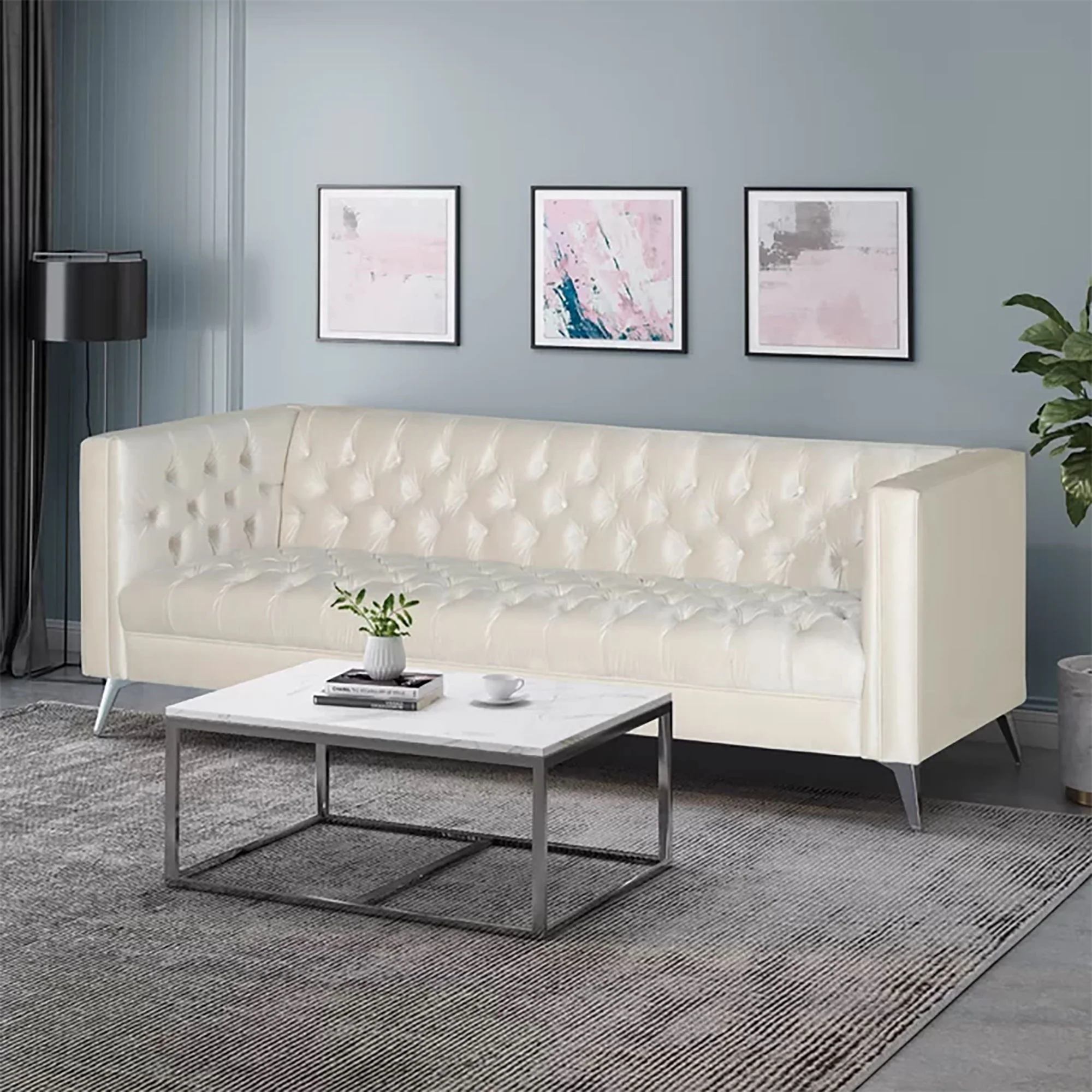 Contemporary 3 Seater Sofa With Button Tufting - Image 5