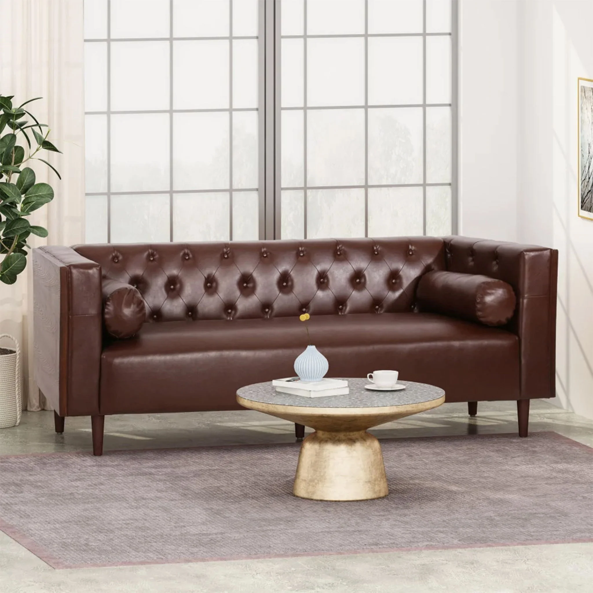 Contemporary 3 Seater Sofa With Tufted Design - Image 11