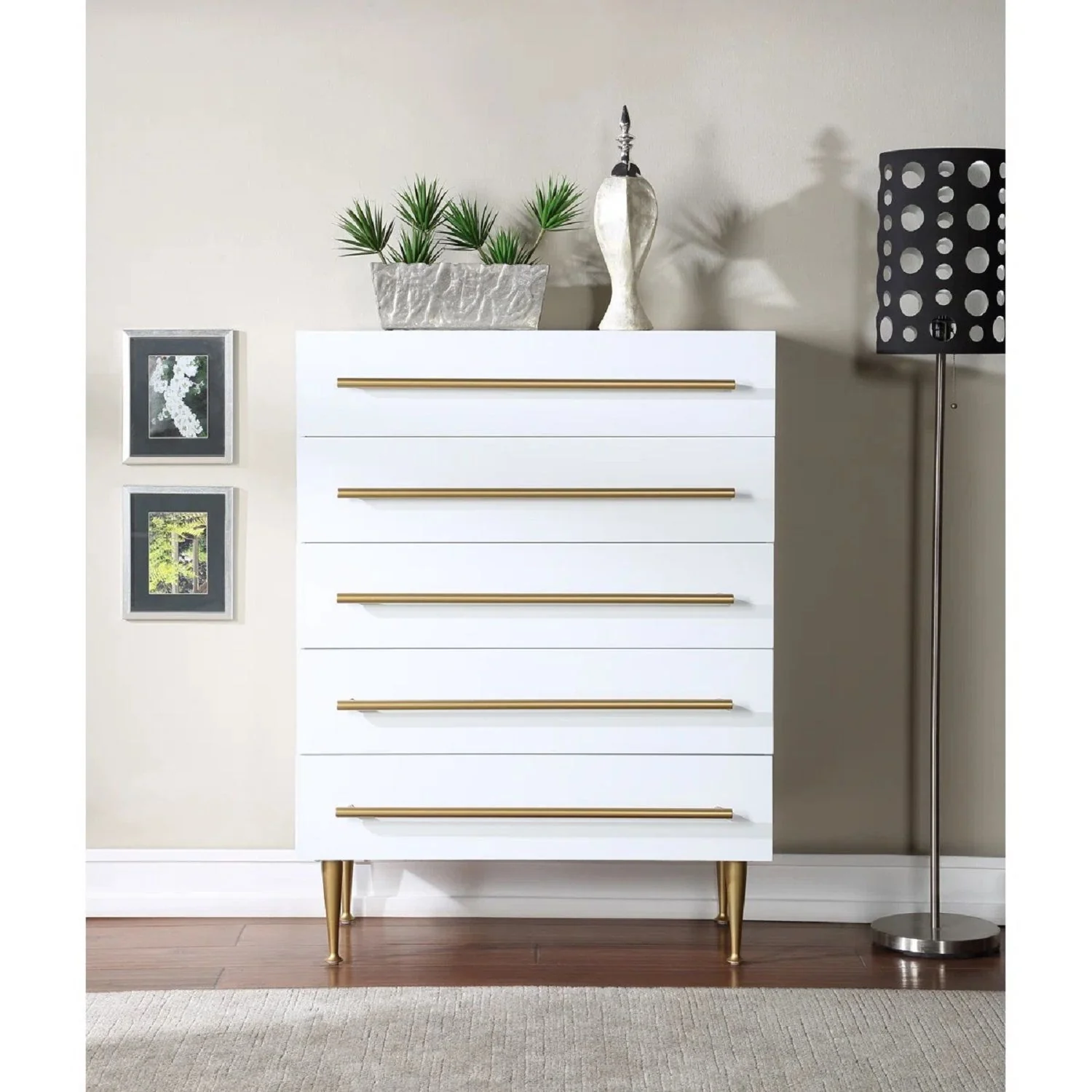 Contemporary 5 Drawer Chest For Bedroom - Image 5