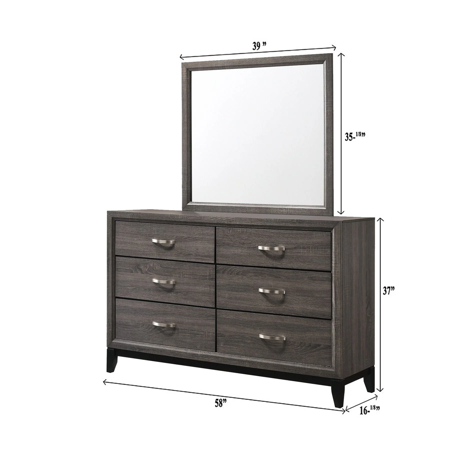 Contemporary 6 Drawer Dresser With Handles - Image 3