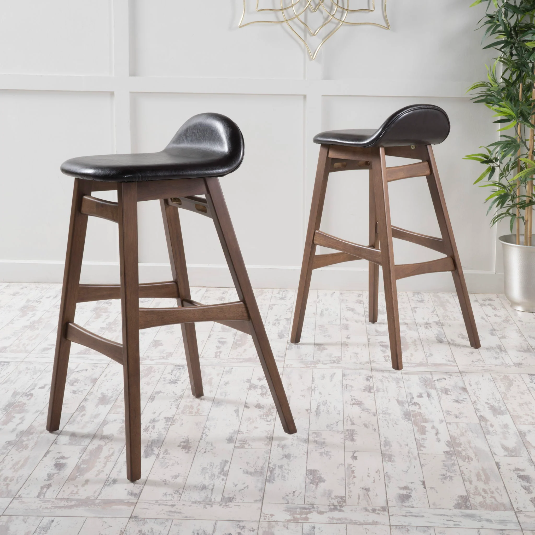 Contemporary Bar Stool With Stylish Seat And Small Backrest - Image 3
