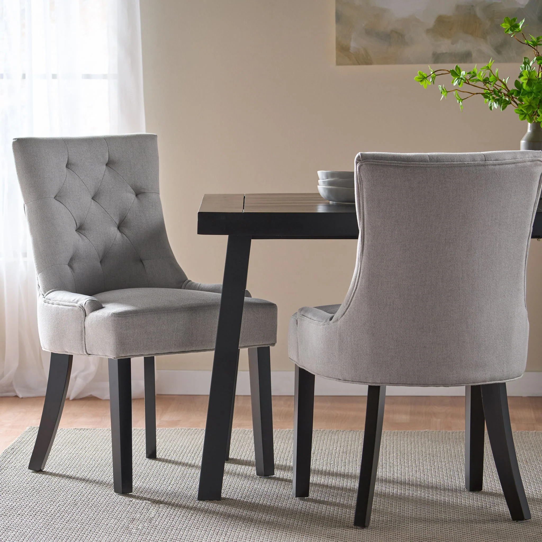 Contemporary Cheney Dining Chair Set With Tufted Design - Image 14