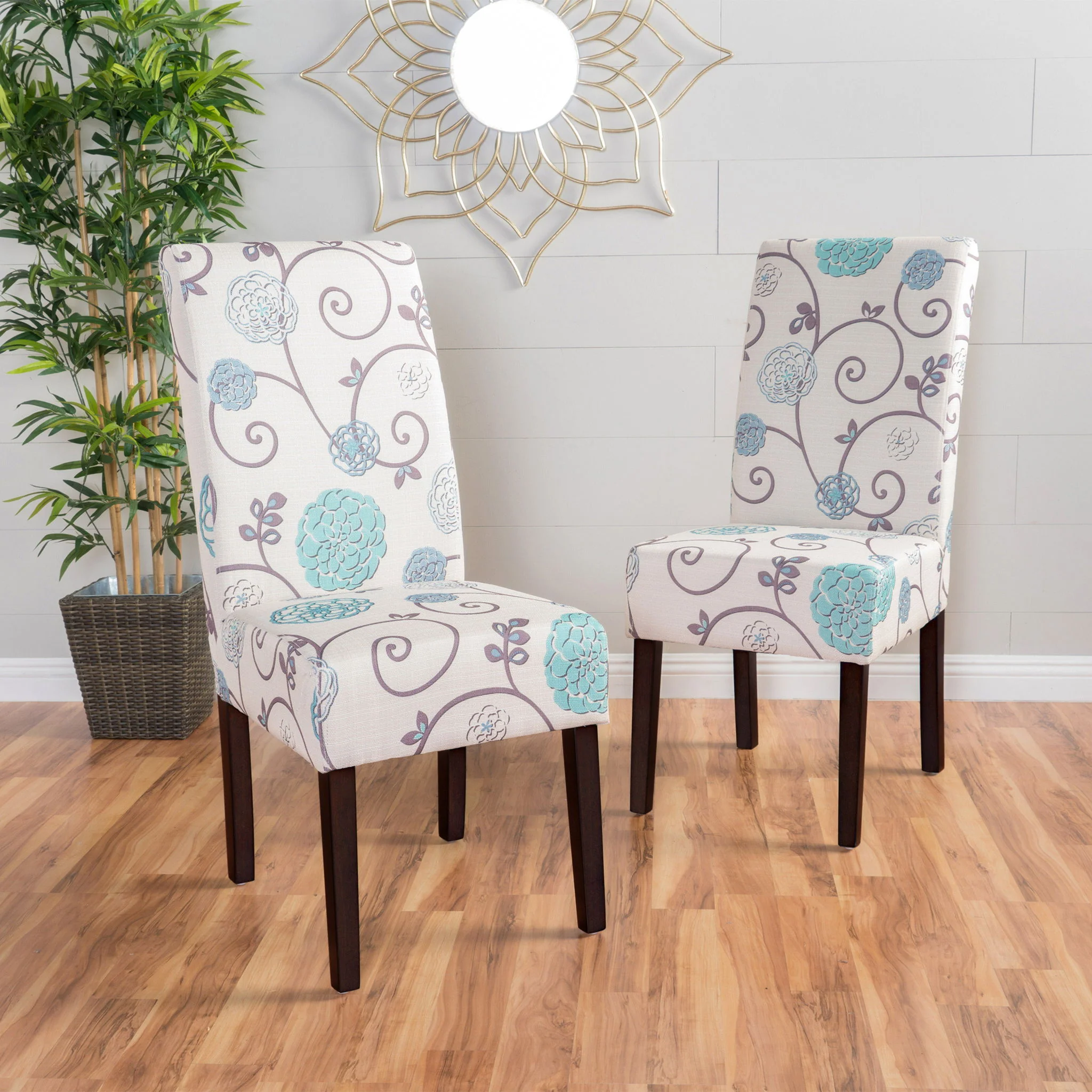 Contemporary Dining Chair Set With Rubberwood Legs - White / Blue - Image 7